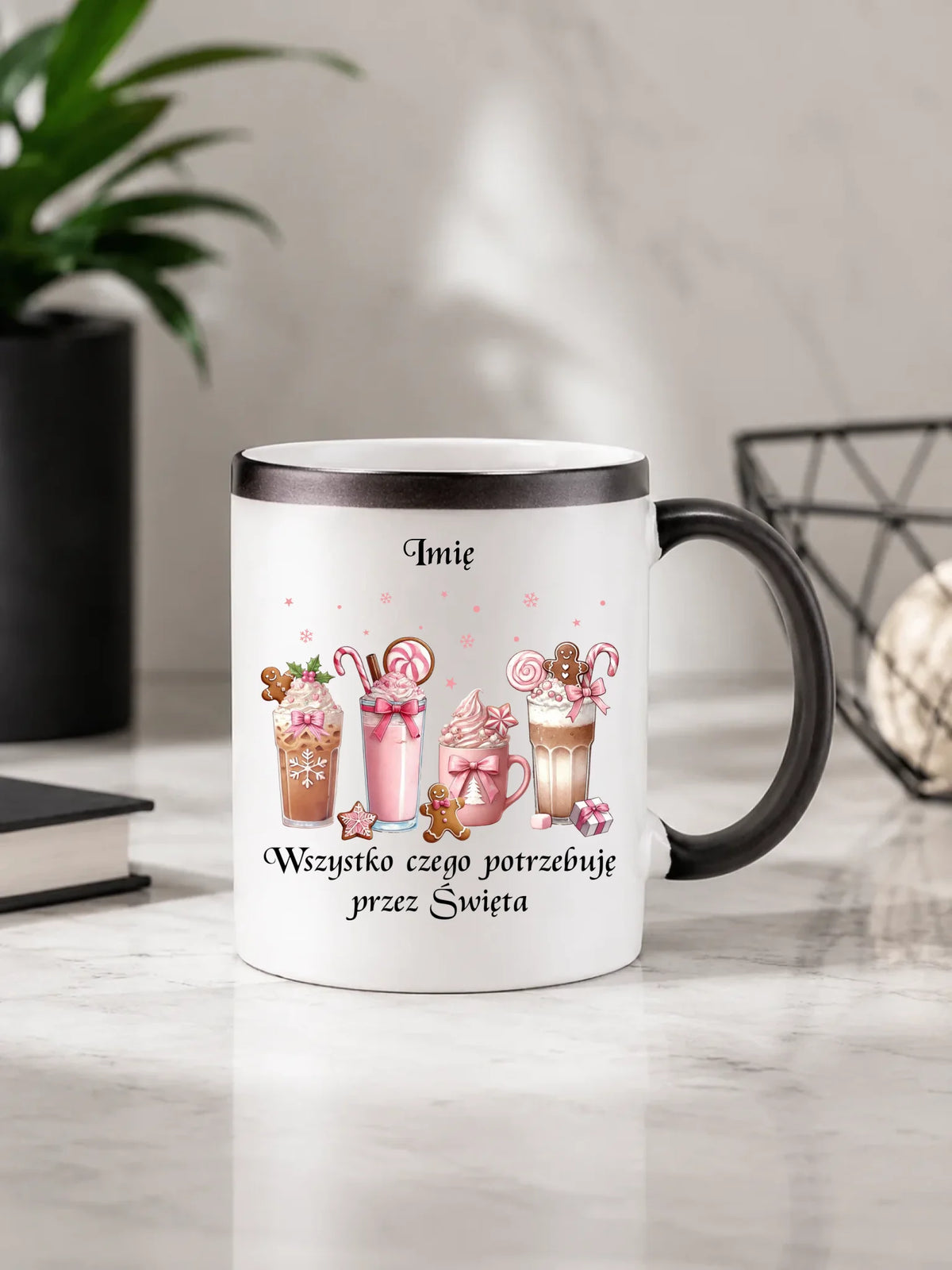 Kubek magiczny świąteczny - Zimowa kawa Wszystko czego potrzebuję przez Święta - personalizowany BN46