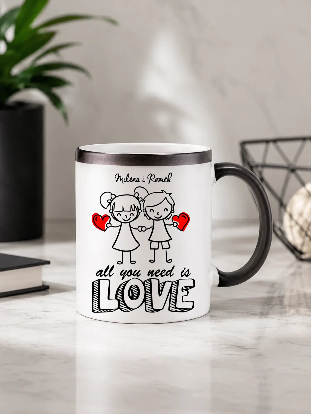Kubek magiczny dla par - All You need is love - personalizowany W13