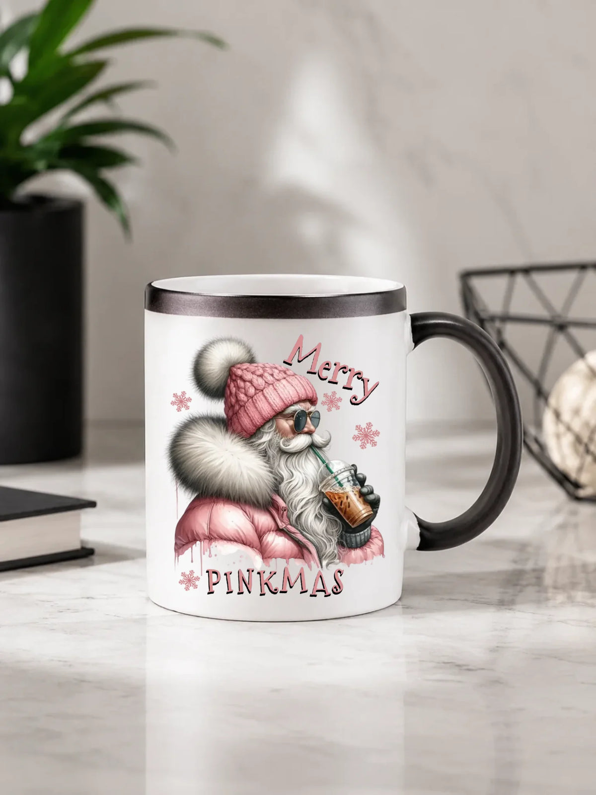 Kubek magiczny świąteczny - Różowe Święta - Merry pinkmas BN117