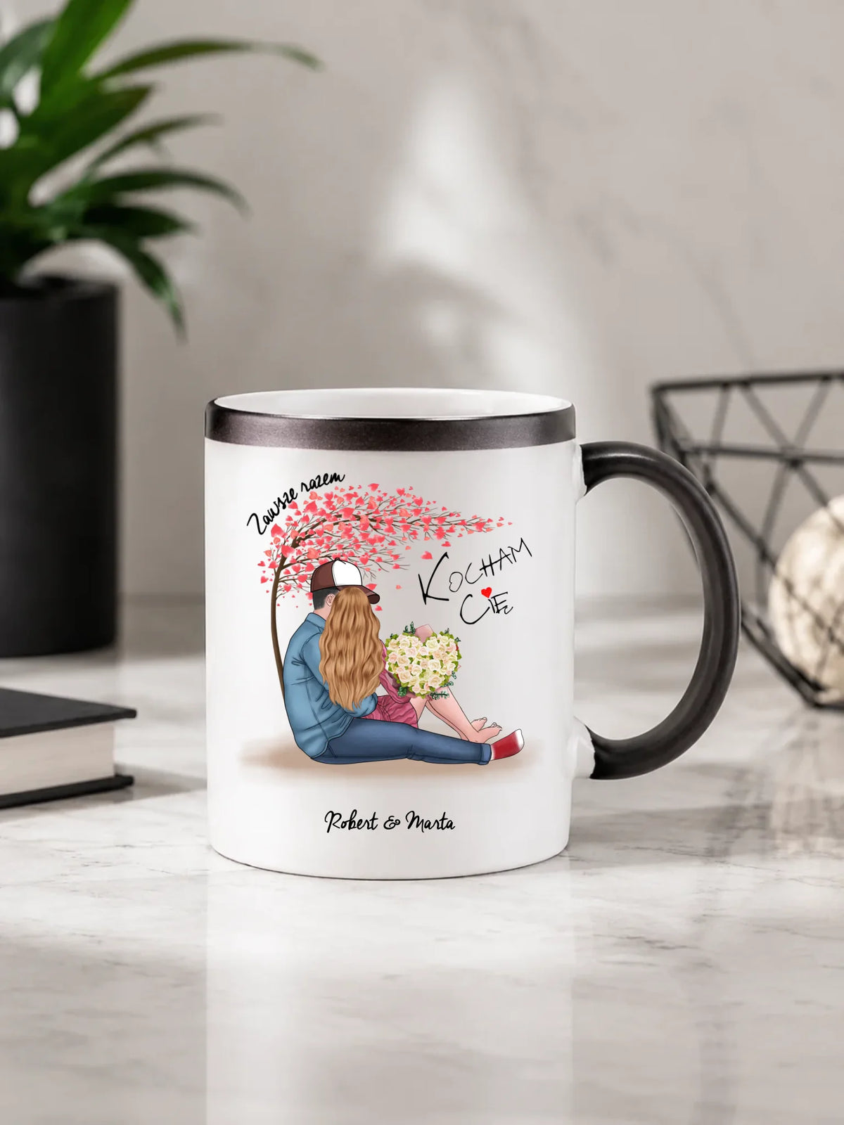 Kubek magiczny dla par - Zawsze razem - personalizowany W04