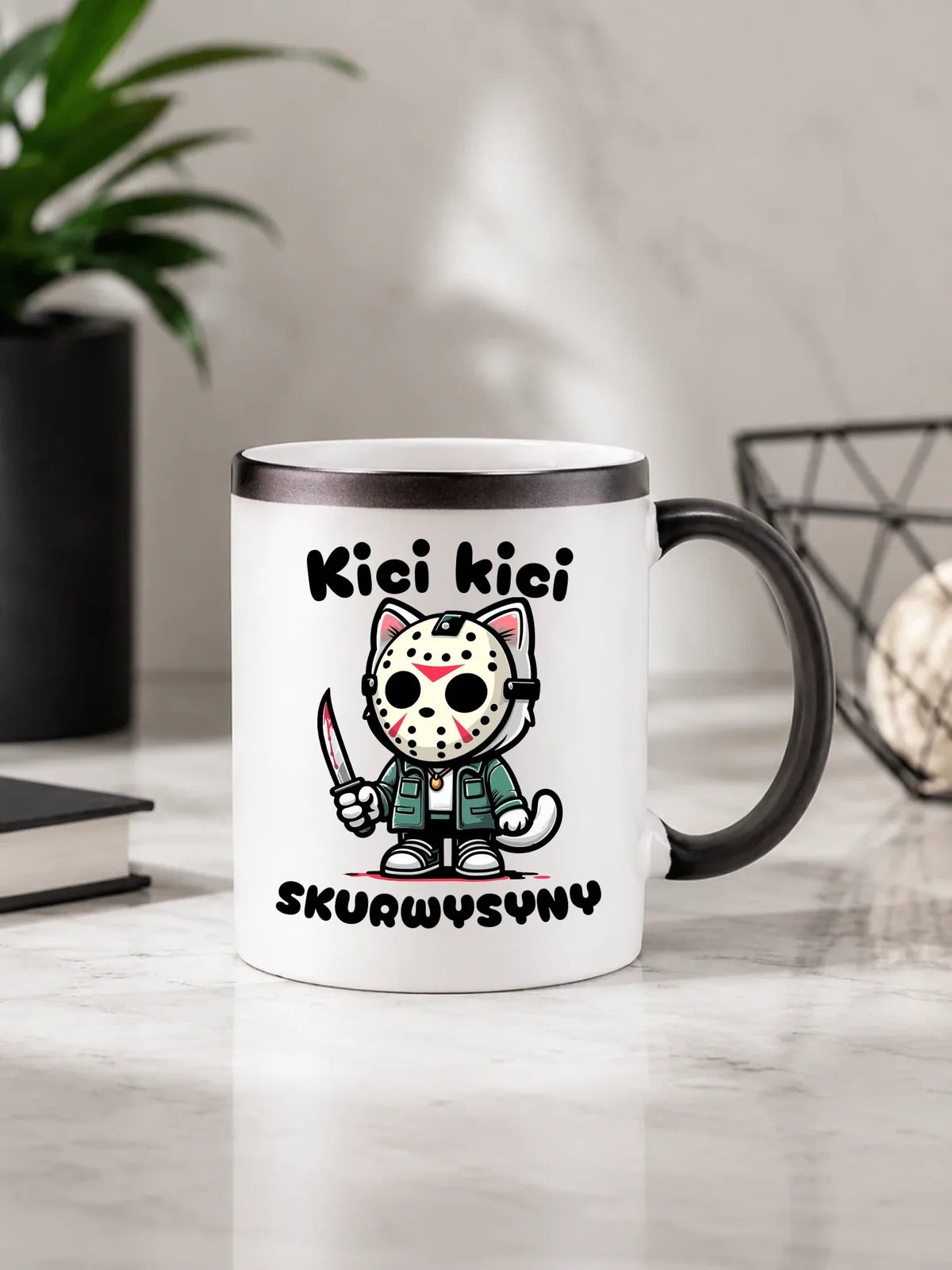 Kubek magiczny na Halloween - Kici kici sk*rwysyny - bez cenzury HL28