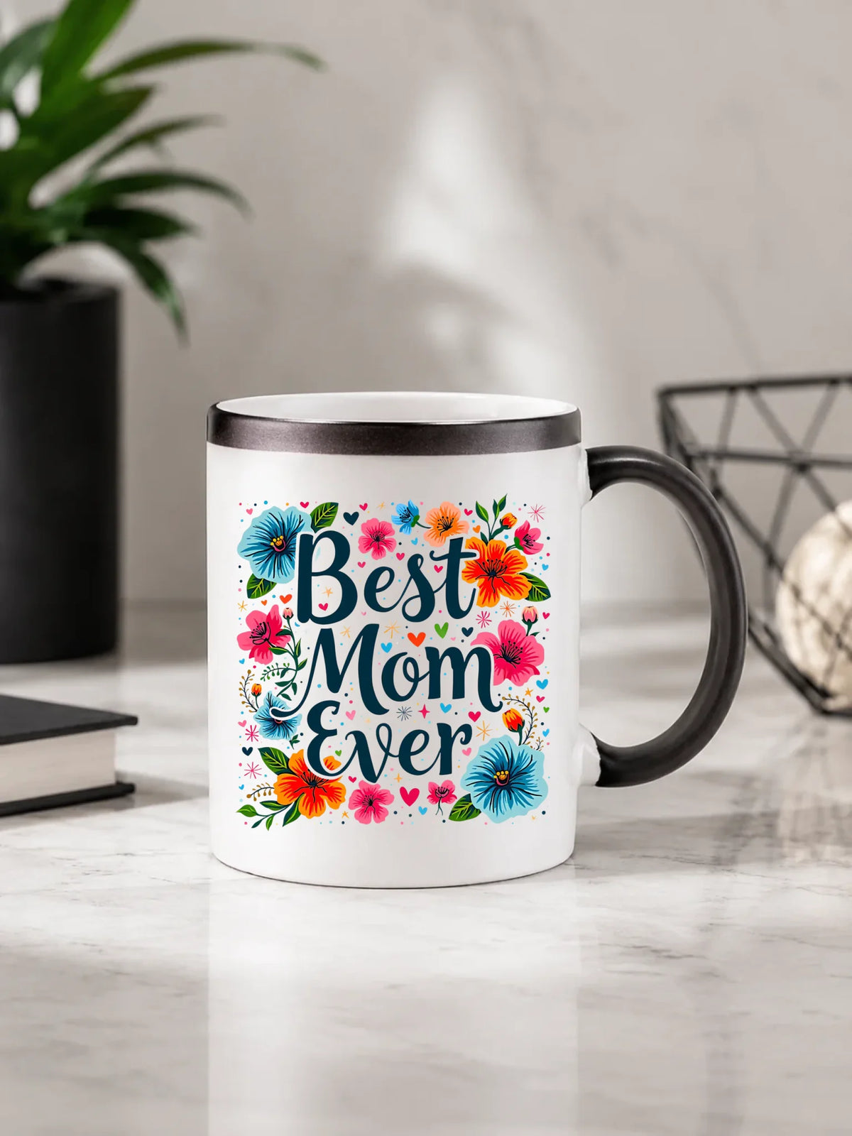 Kubek magiczny dla mamy - Kwiaty - Best mom ever DM34