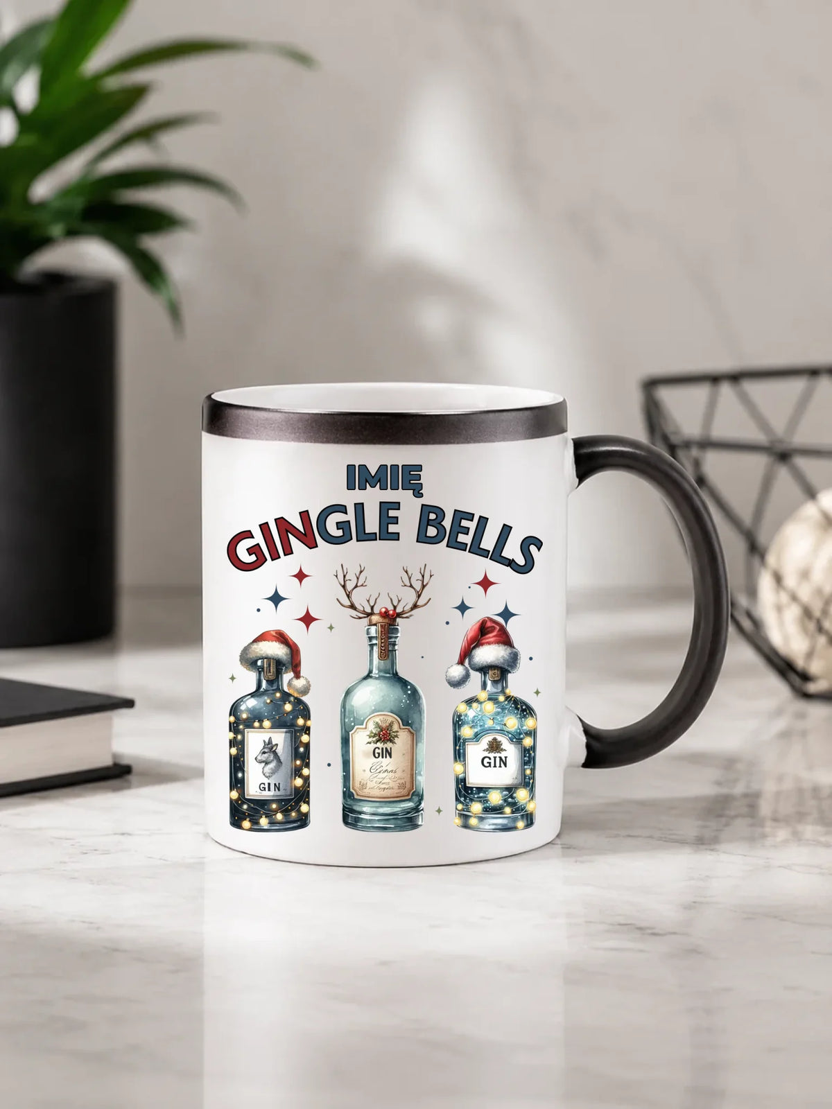 Kubek magiczny świąteczny - Gin Gingle bells - personalizowany BN68
