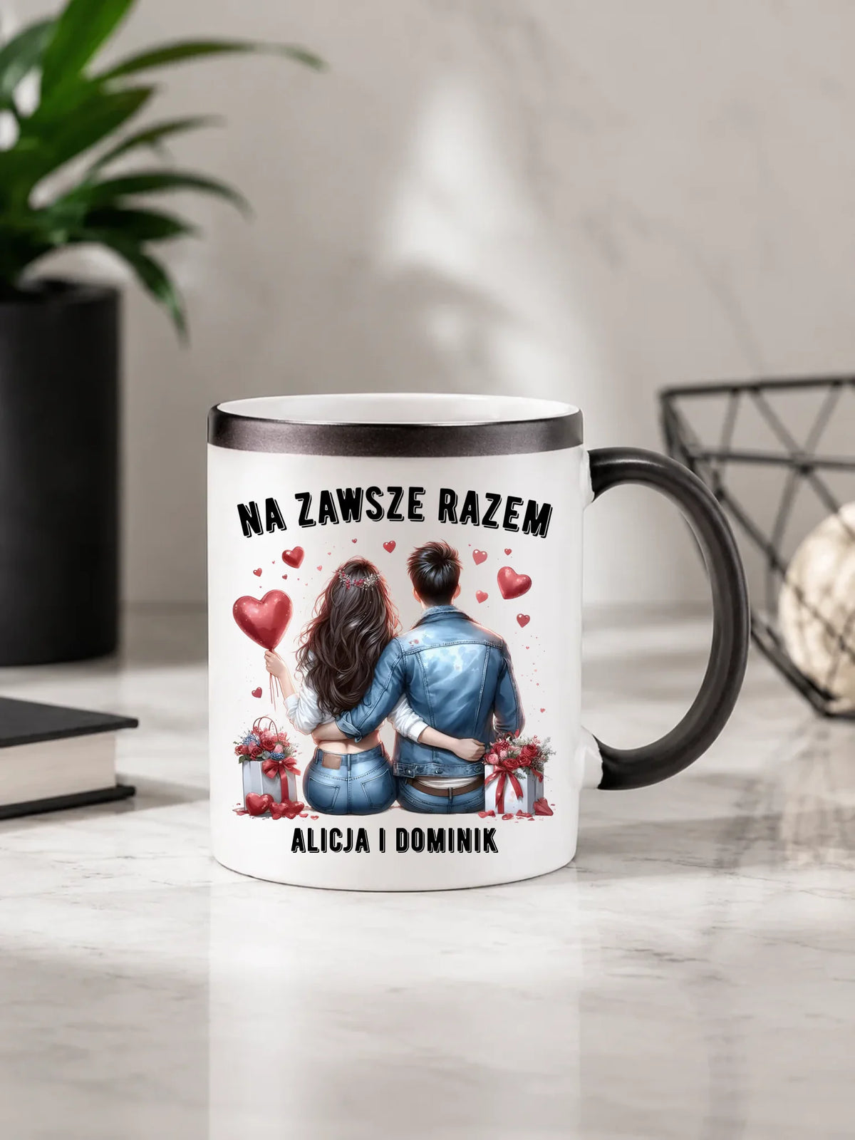 Kubek magiczny dla par - Na zawsze razem - personalizowany W07