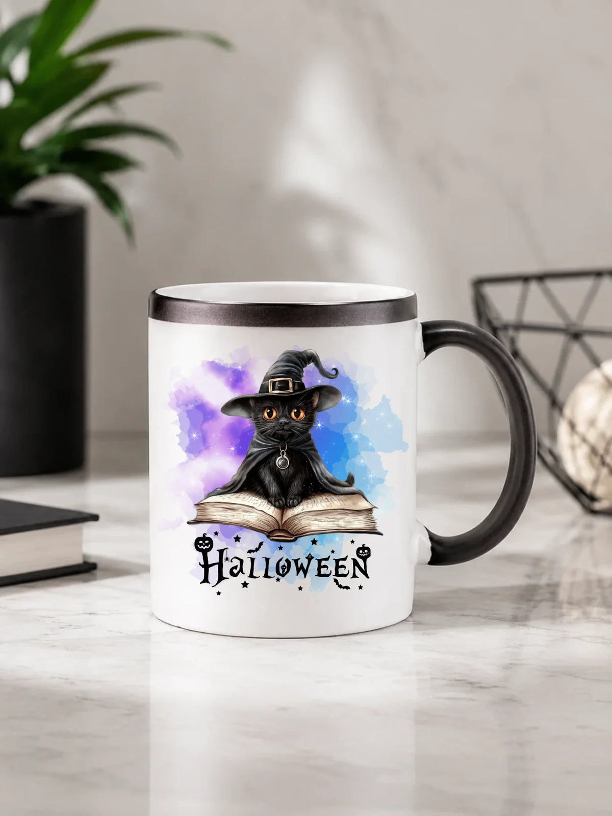 Kubek magiczny na Halloween - Kot Czarodziej HL06