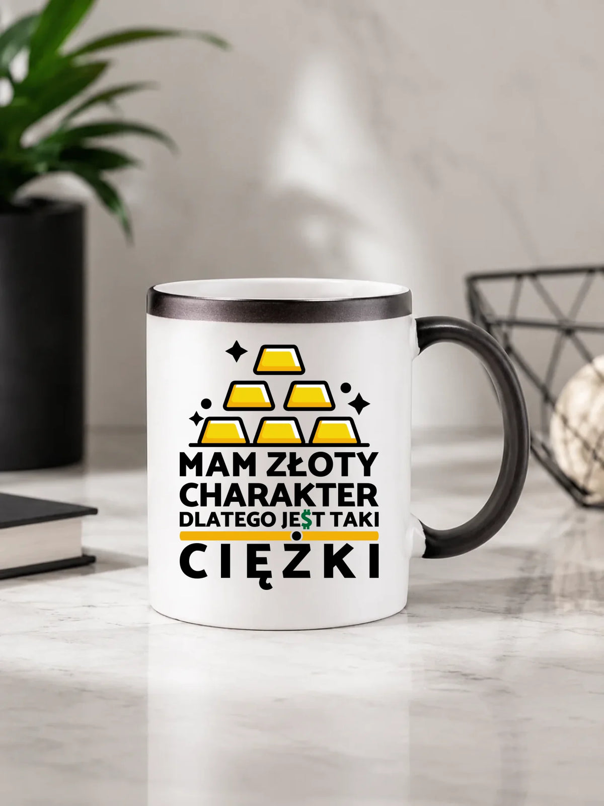 Kubek magiczny - prezent dla chłopaka - Złoty charakter DCH16