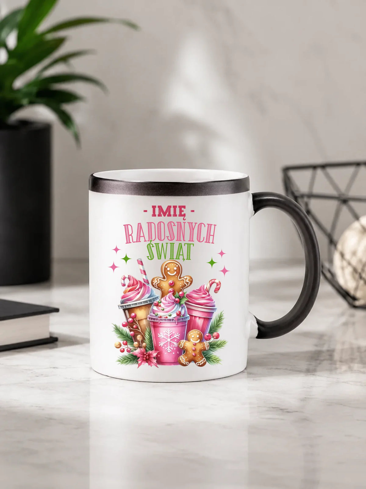 Kubek magiczny świąteczny - Radosnych Świąt - personalizowany BN58