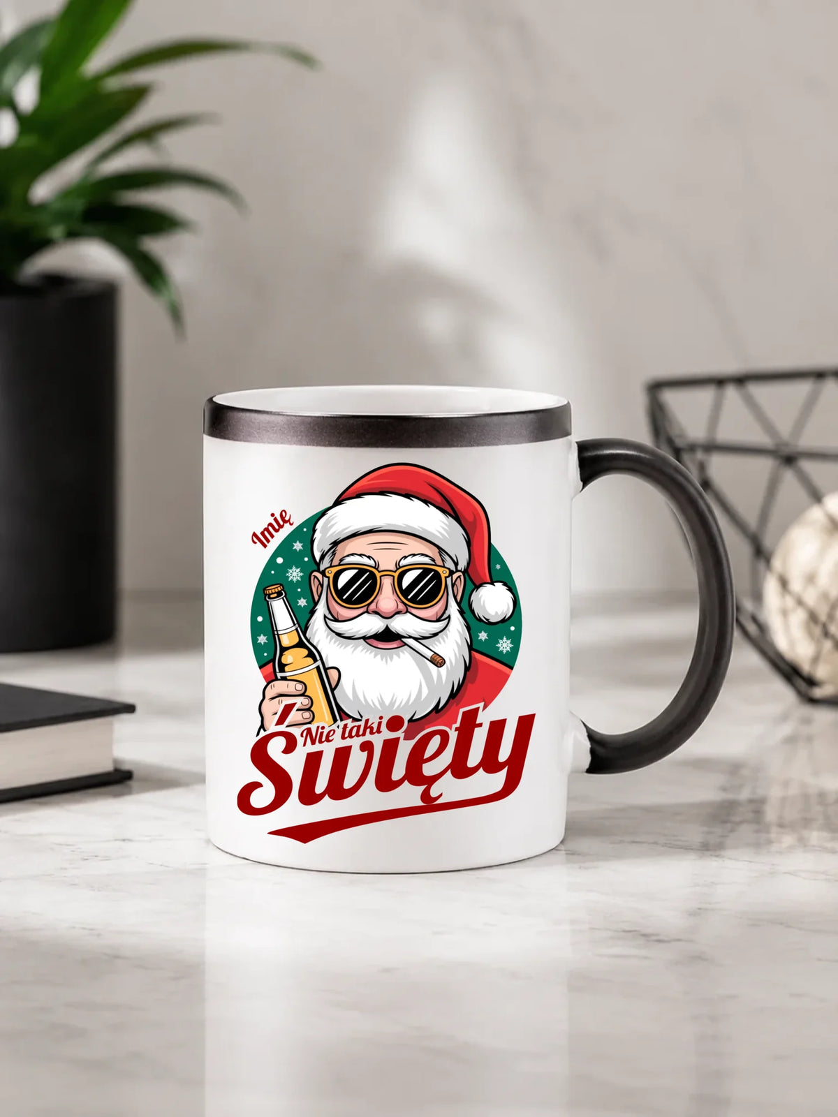 Kubek magiczny świąteczny - Mikołaj nie taki święty - personalizowany BN80