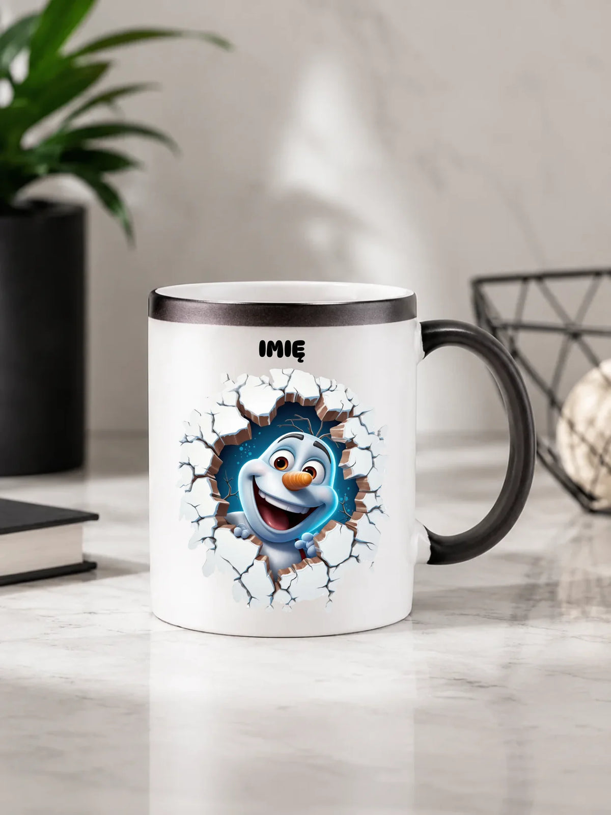 Kubek magiczny świąteczny - Bałwan 3D - personalizowany BN84