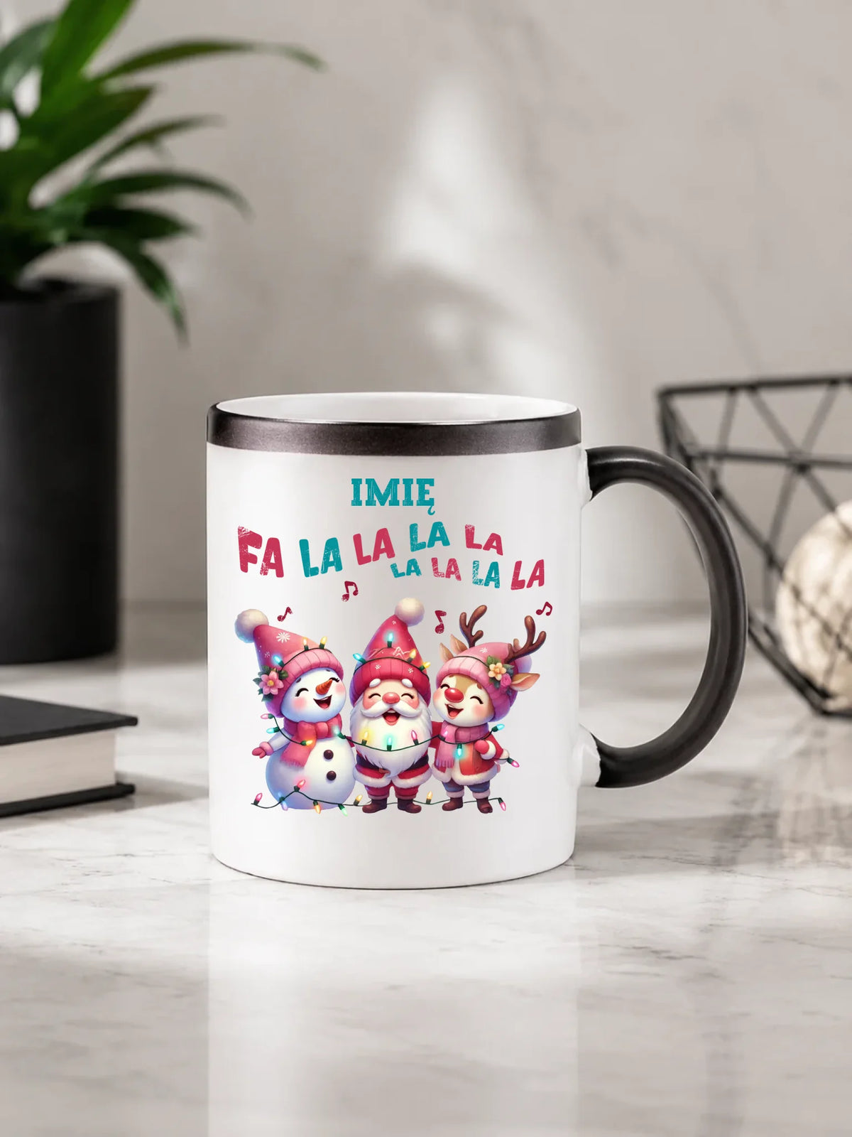 Kubek magiczny świąteczny - Fa la la la - personalizowany BN51