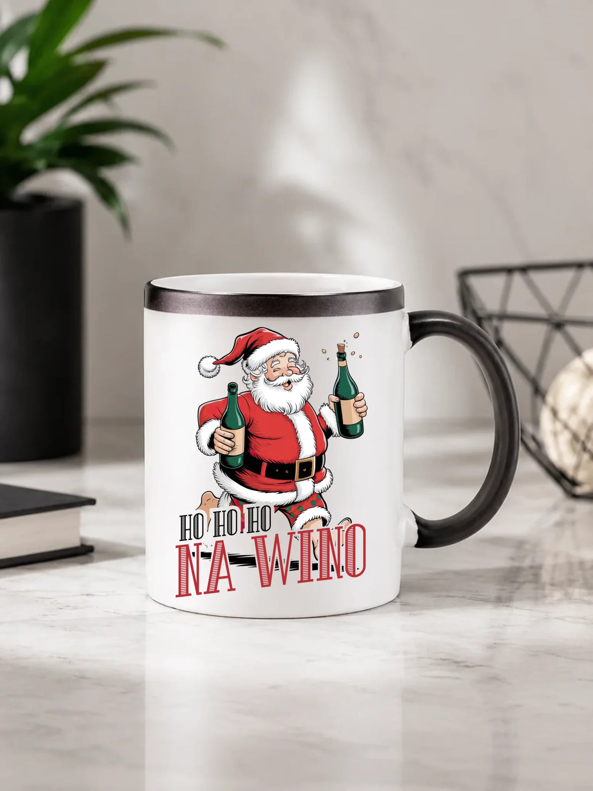 Kubek magiczny świąteczny - Mikołaj Ho ho ho na wino BN61
