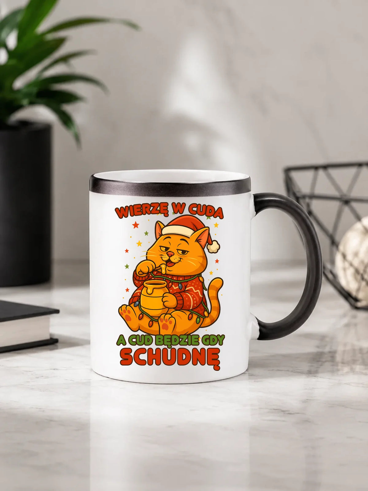 Kubek magiczny świąteczny - Wierzę w cuda, a cud będzie gdy schudnę BN88