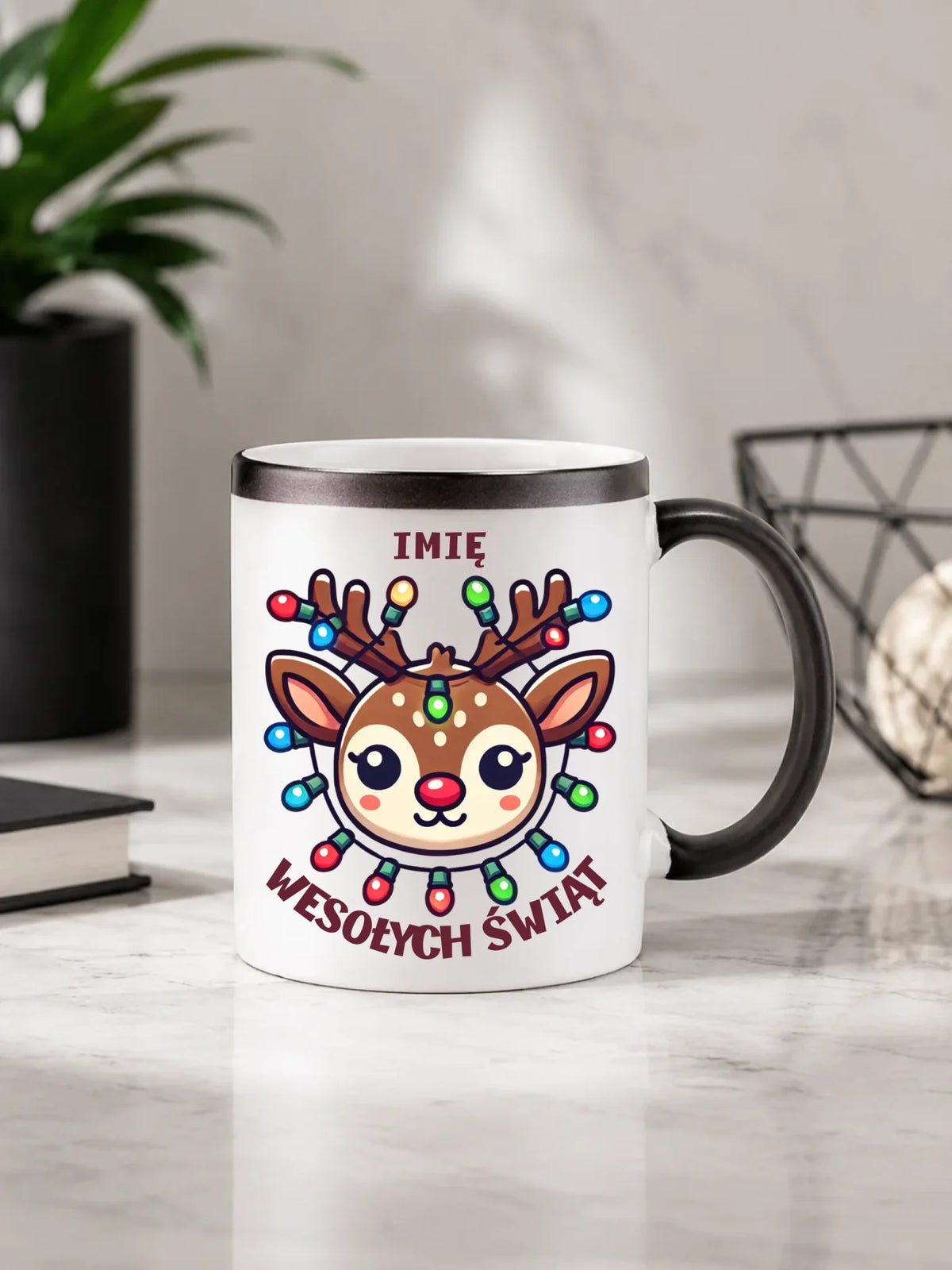 Kubek magiczny świąteczny - Renifer Wesołych Świąt - personalizowana BN72