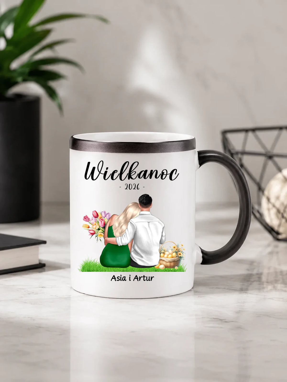 Kubek magiczny na Wielkanoc dla par - personalizowany WN36