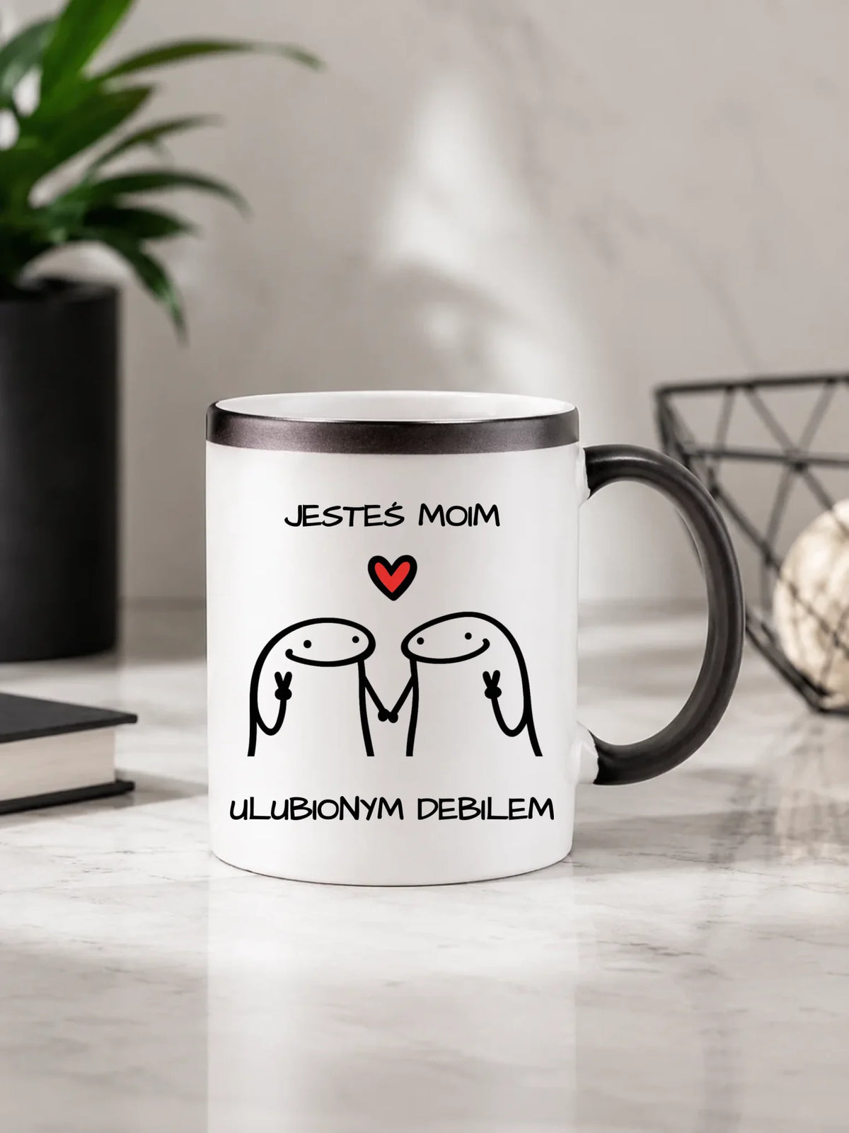 Kubek magiczny dla par - Jesteś moim ulubionym debilem W78