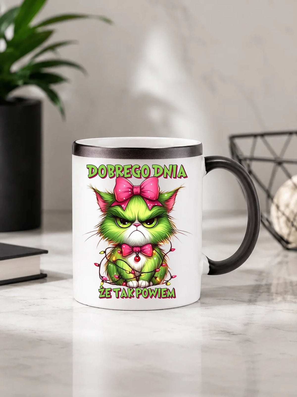 Kubek magiczny świąteczny - prezent dla niej - Grinch dobrego dnia, że tak powiem BN153