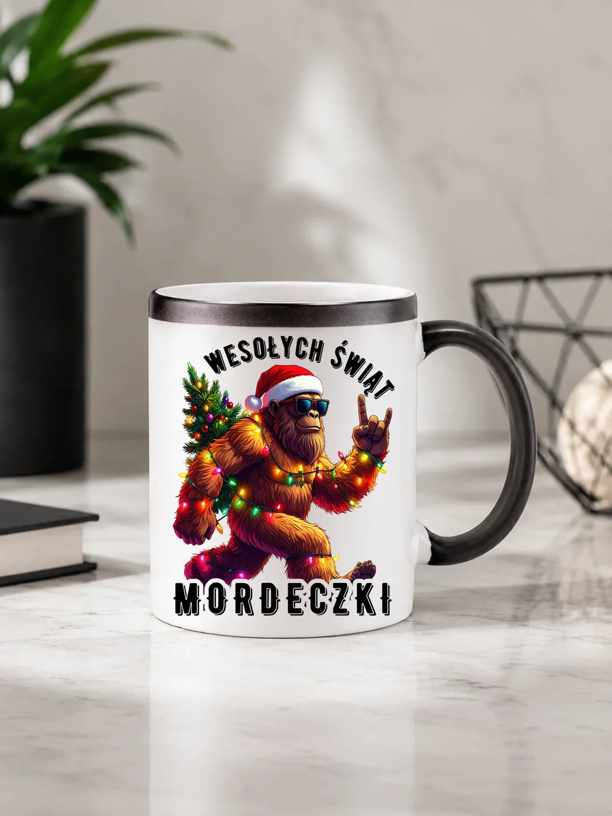 Kubek magiczny świąteczny - prezent na święta - Yeti Wesołych Świąt mordeczki BN152