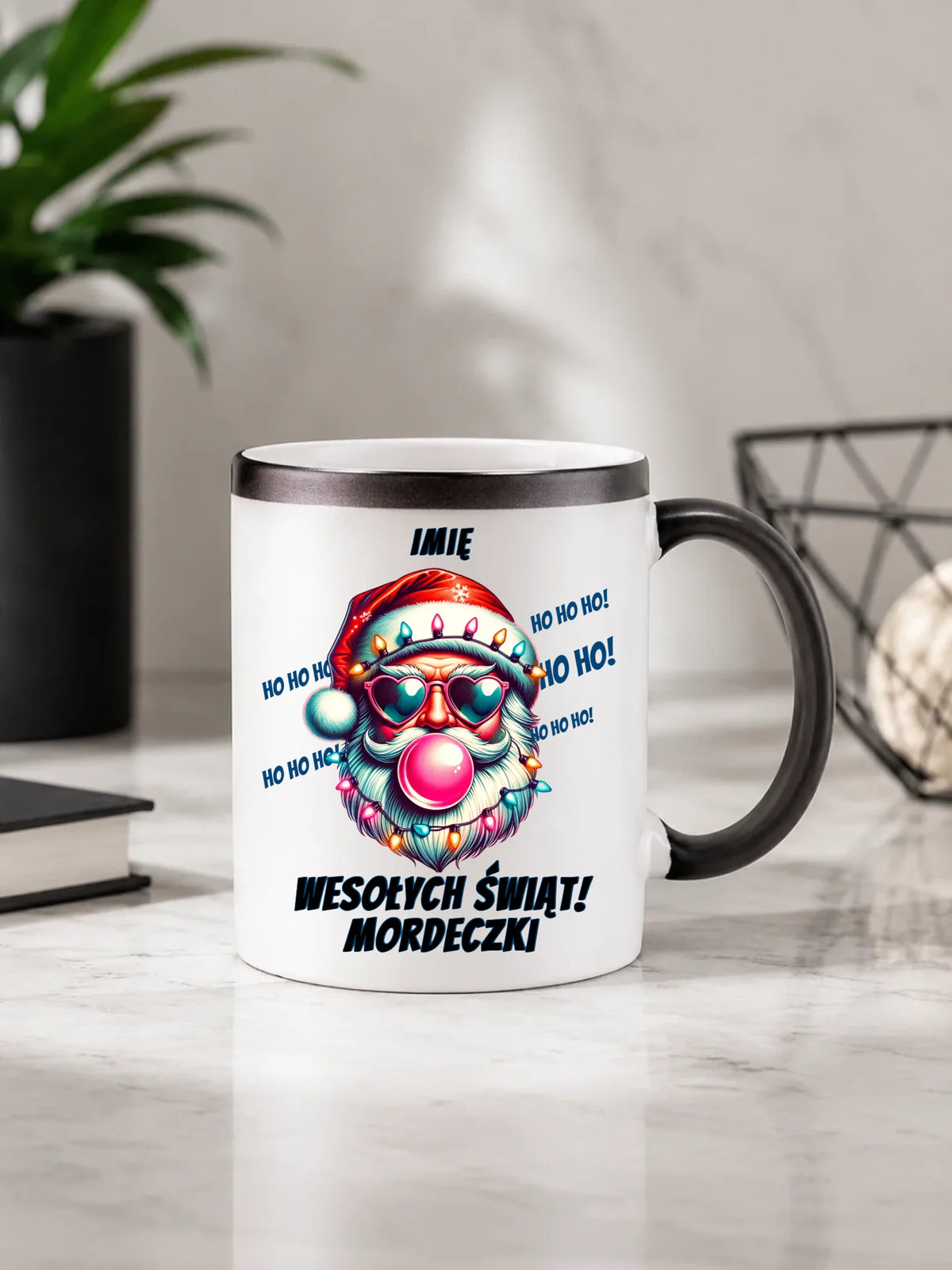 Kubek magiczny świąteczny - Mikołaj Wesołych Świąt Mordeczki - personalizowany BN17