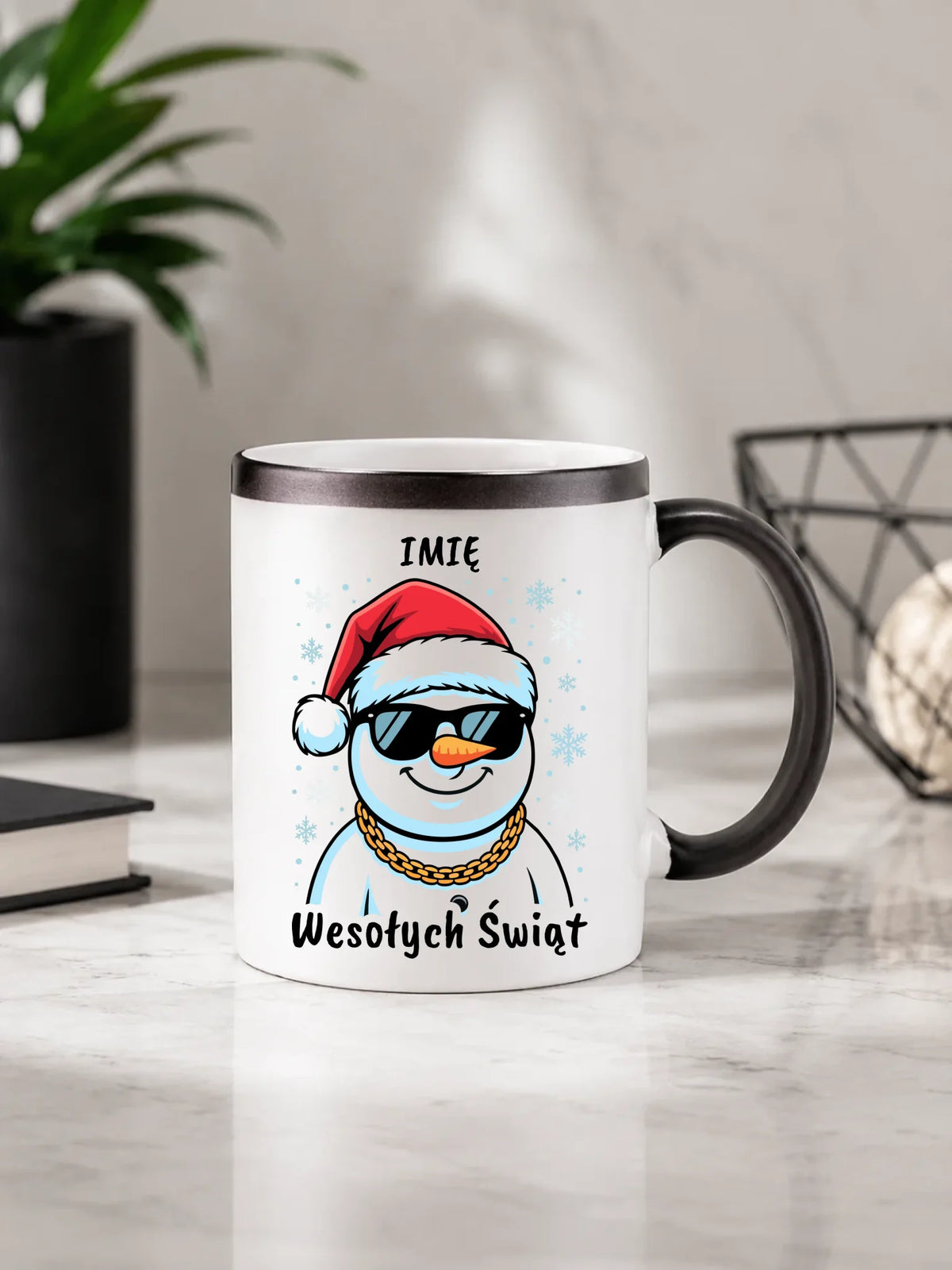 Kubek magiczny świąteczny - Wesoły bałwan Wesołych Świąt - personalizowany BN82