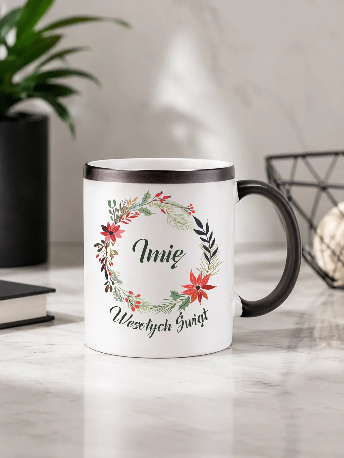 Kubek magiczny świąteczny - Wesołych Świąt - personalizowany BN19