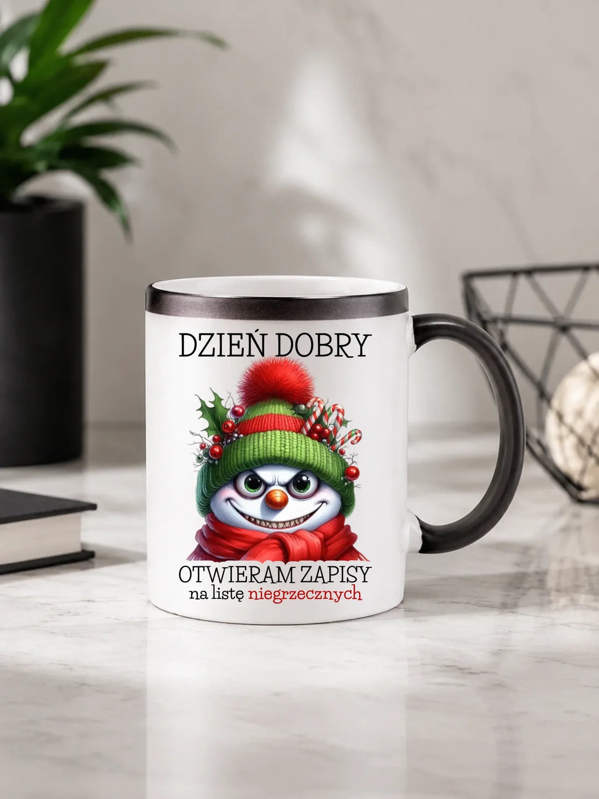 Kubek magiczny świąteczny - Niegrzeczny bałwan - Dzień dobry otwieram zapisy na listę BN121