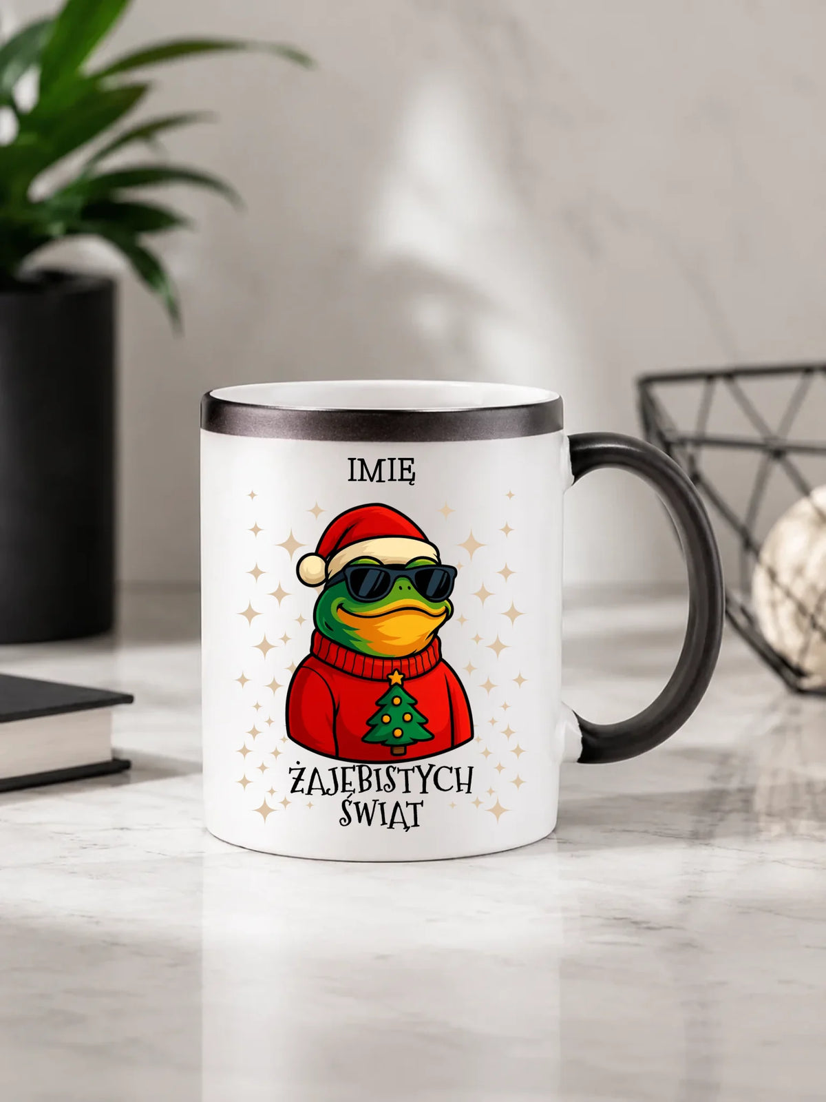 Kubek magiczny świąteczny - Żajebistych Świąt - personalizowany BN144