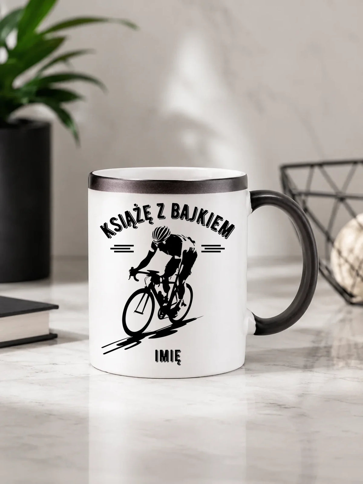 Kubek magiczny dla rowerzysty - Książę z bajkiem - personalizowany HR01