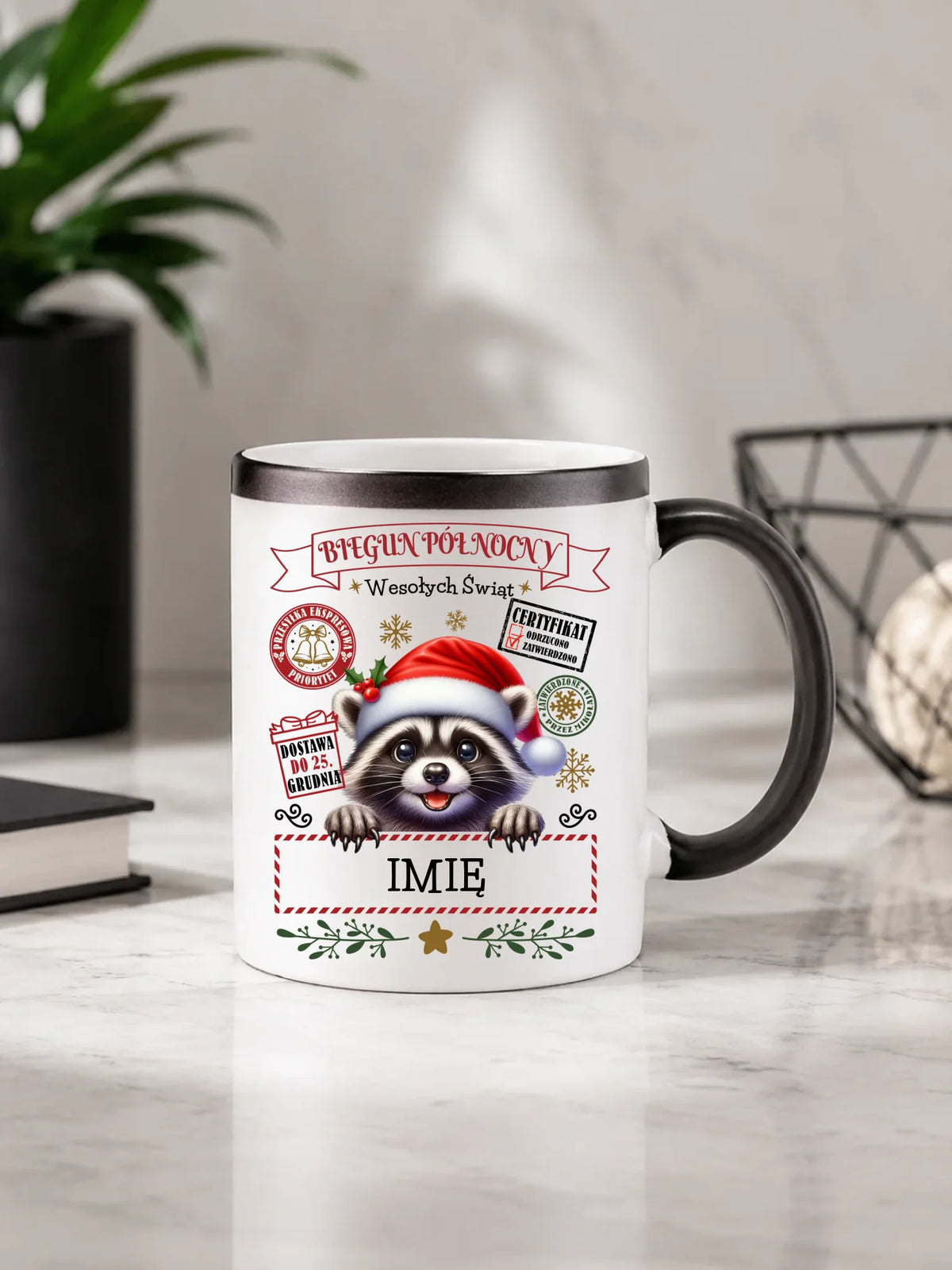 Kubek magiczny świąteczny - Szop Paczka od Mikołaja - personalizowany BN145