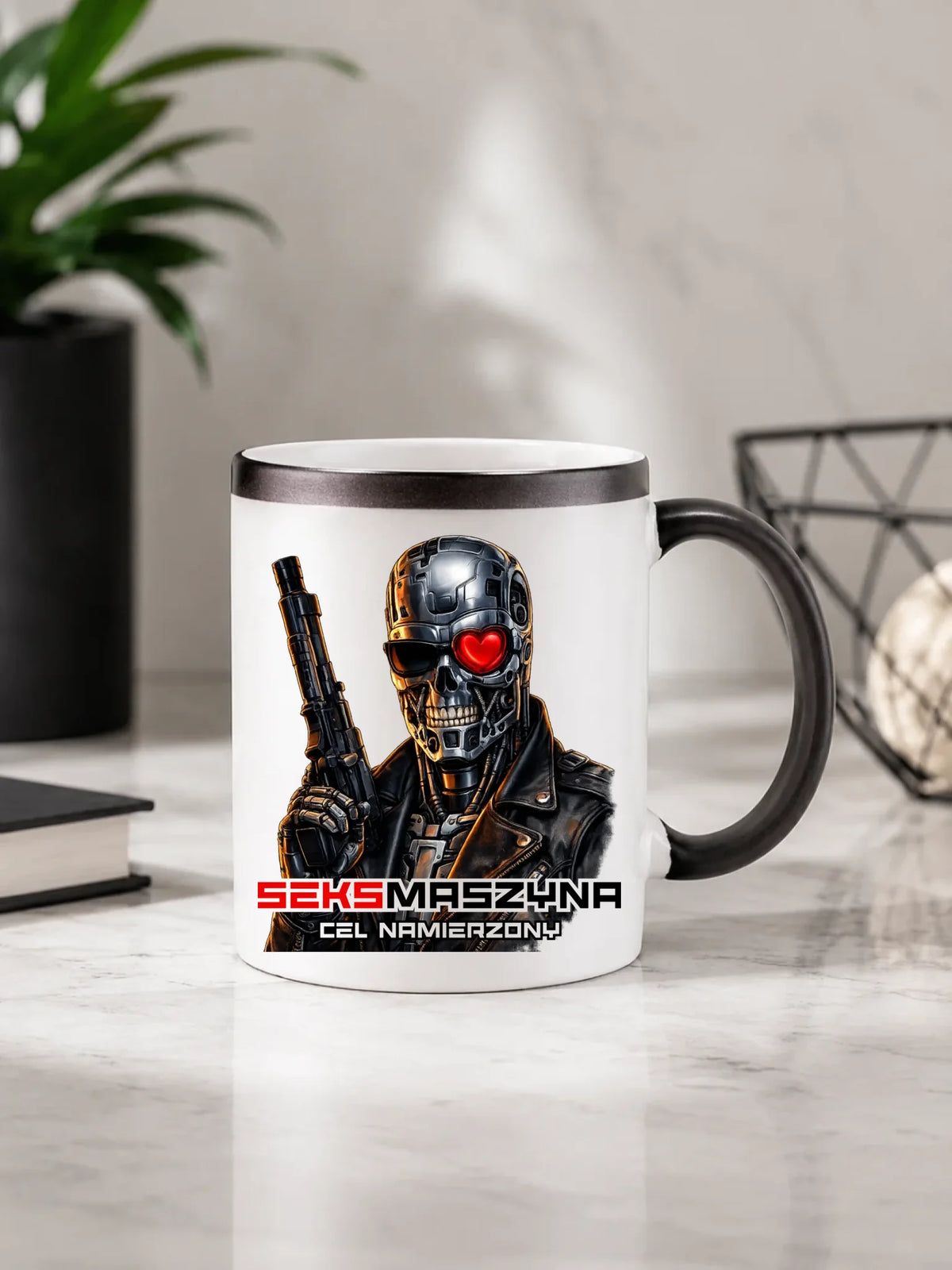 Kubek magiczny dla faceta - Cyborg z sercem Seks maszyna DCH32