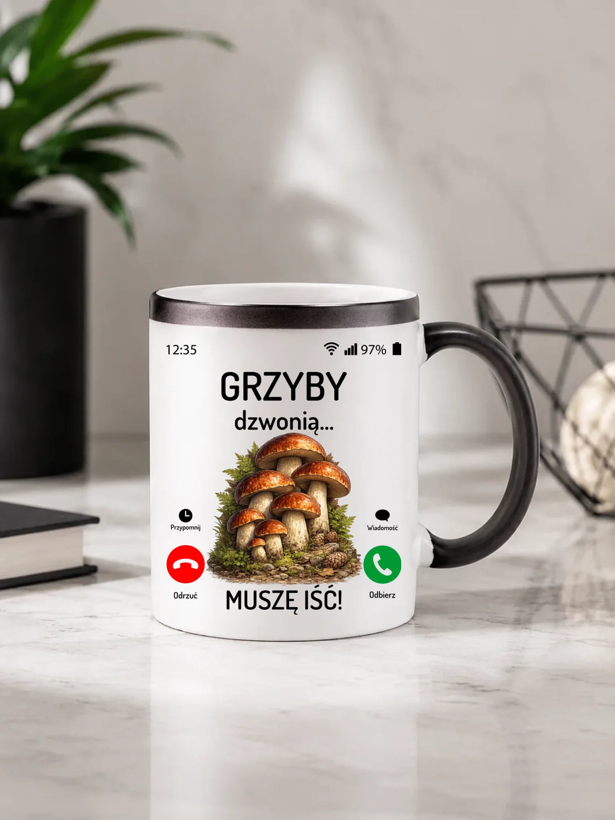 Kubek magiczny dla dziadka grzybiarza - Grzyby dzwonią muszę iść D36