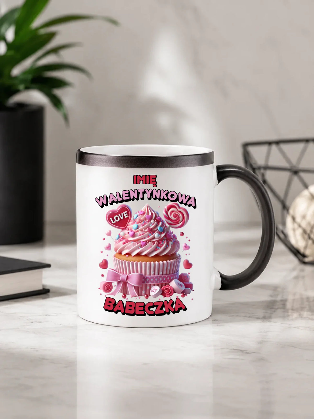 Kubek magiczny na Walentynki - Walentynkowa Babeczka - personalizowany W21
