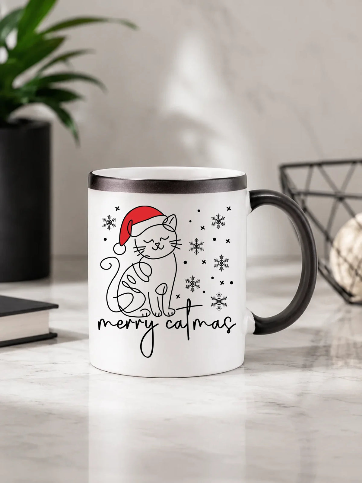 Kubek magiczny świąteczny - prezent dla kociary - Merry catmas BN151