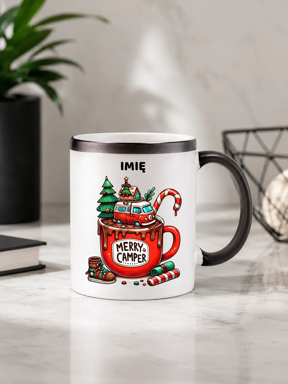 Kubek magiczny świąteczny - Kamper Merry Camper - personalizowany BN43