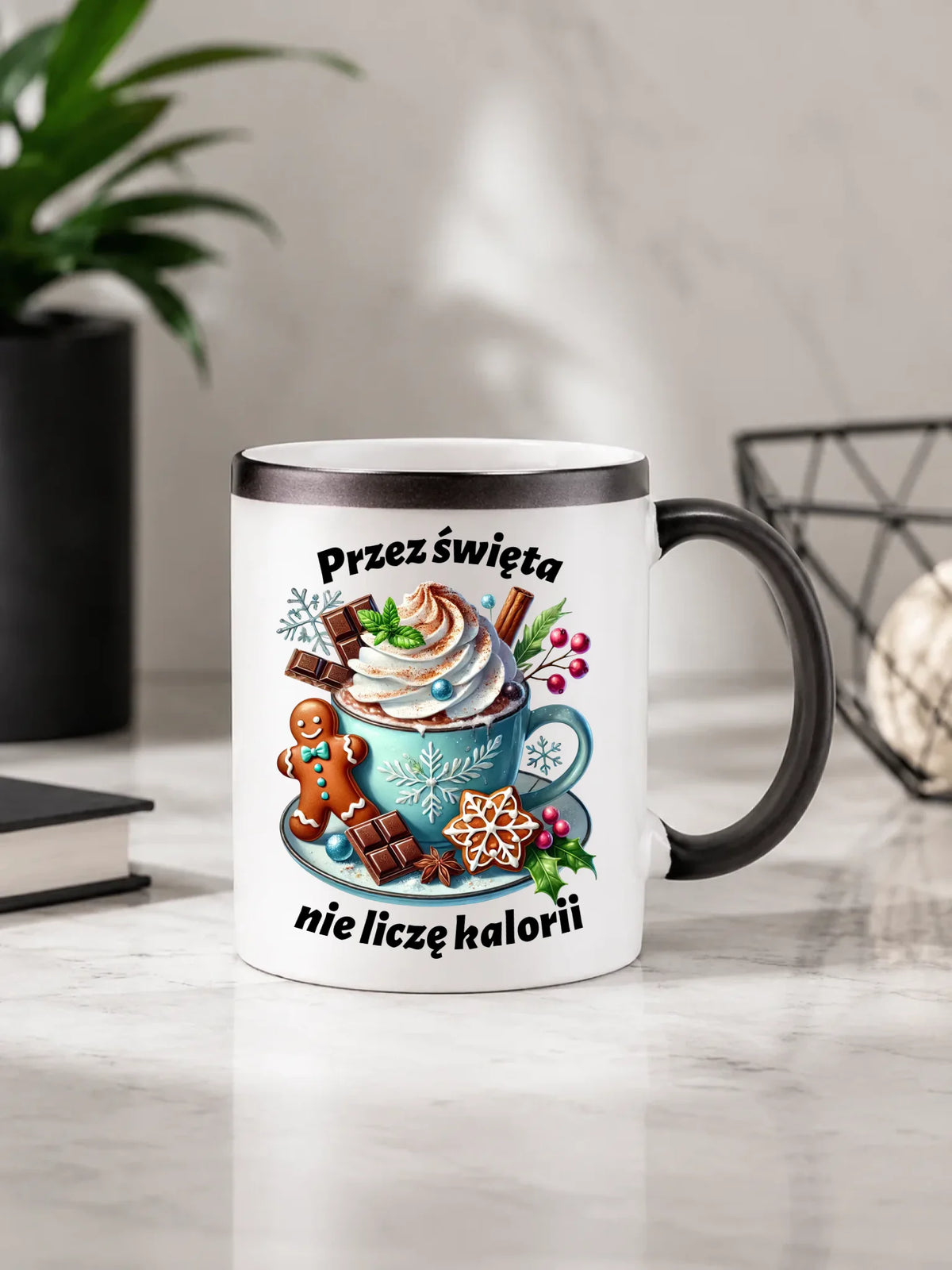 Kubek magiczny świąteczny - Przez święta nie liczę kalorii BN31