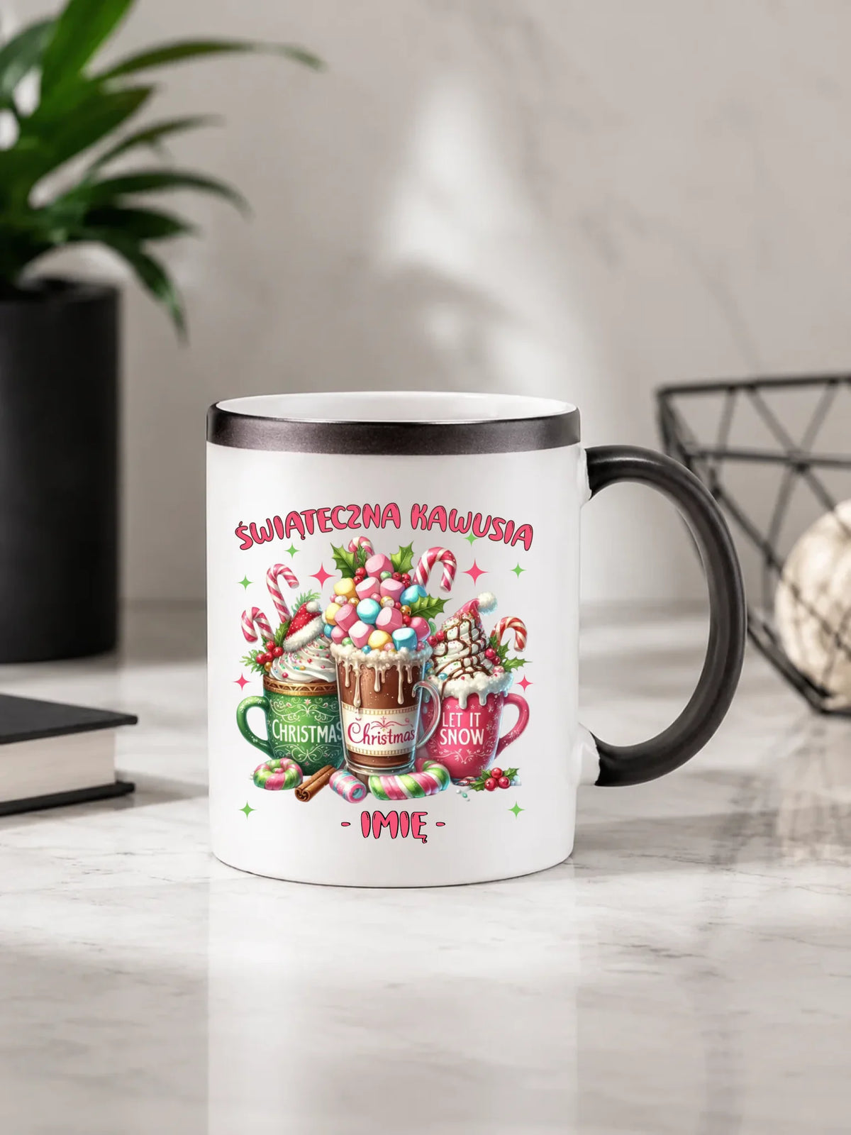 Kubek magiczny świąteczny - Świąteczna kawusia - personalizowany BN29