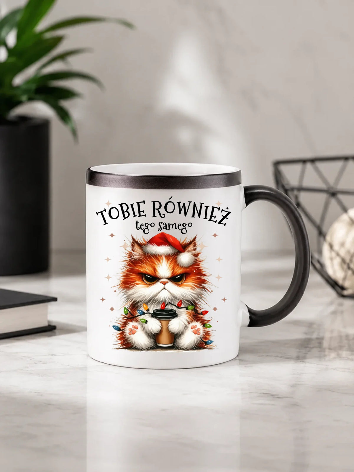 Kubek magiczny świąteczny - Grumpy Cat Tobie również tego samego BN32