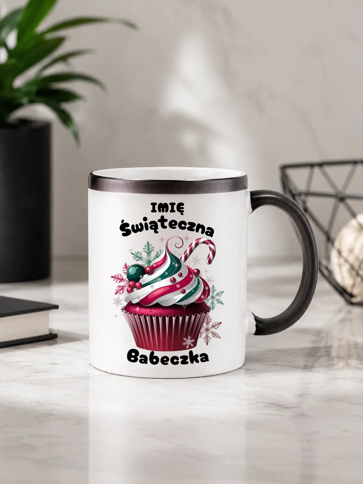 Kubek magiczny na święta - Świąteczna babeczka - personalizowany BN30