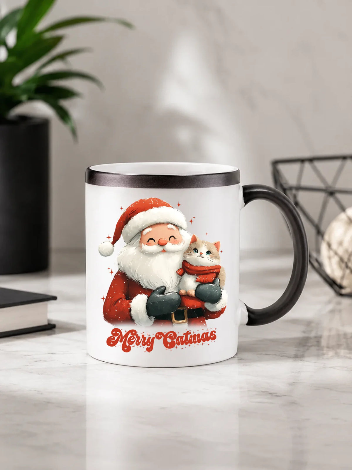 Kubek magiczny świąteczny - prezent dla kociary - Merry Catmas BN38