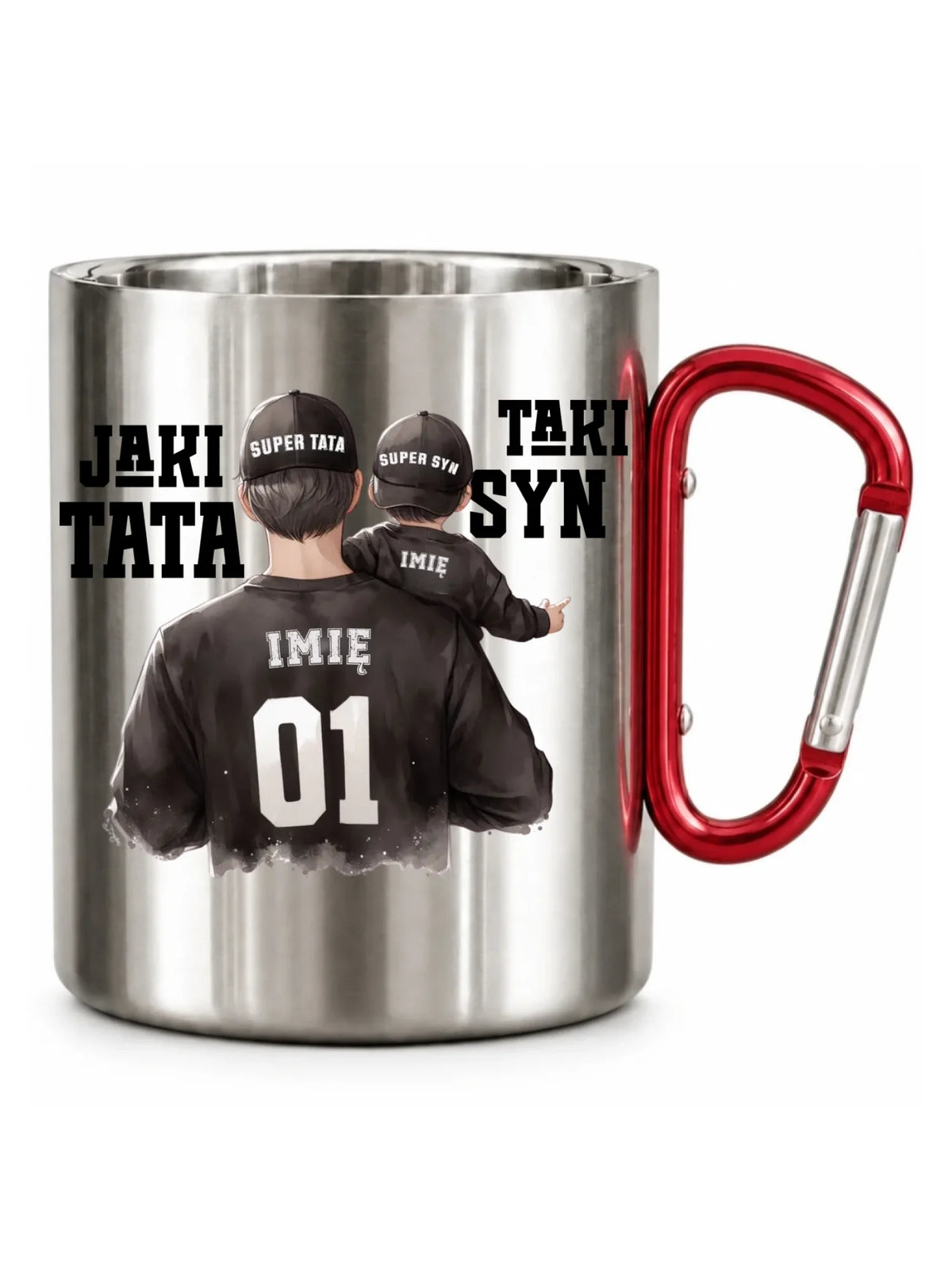 Jaki tata taki syn | Metalowy kubek z imionami dla taty DT48