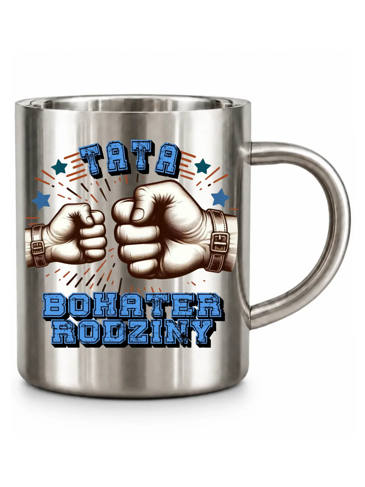 Tata bohater rodziny | Metalowy kubek dla taty DT45