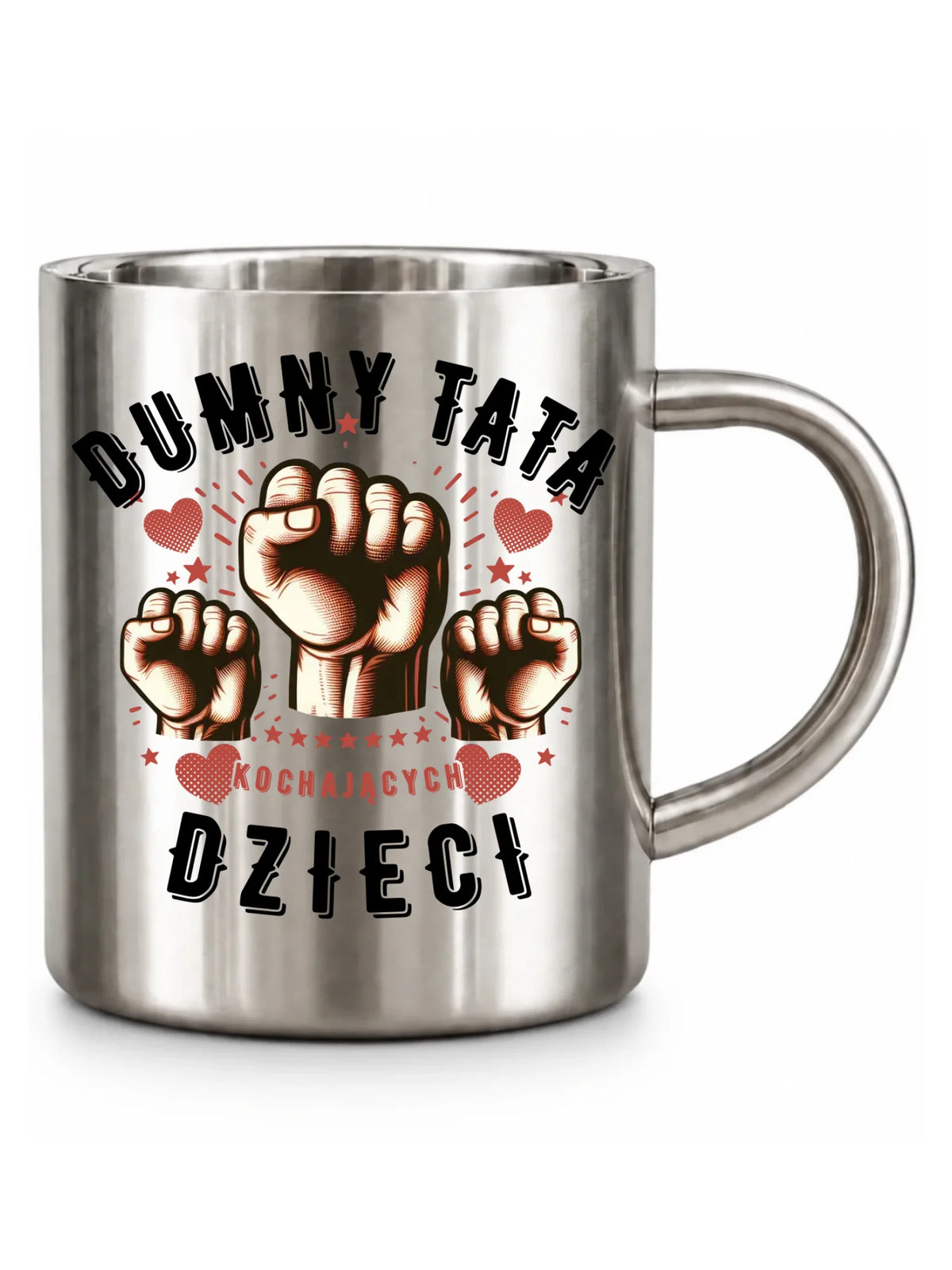Dumny tata kochających dzieci | Metalowy kubek dla taty DT44