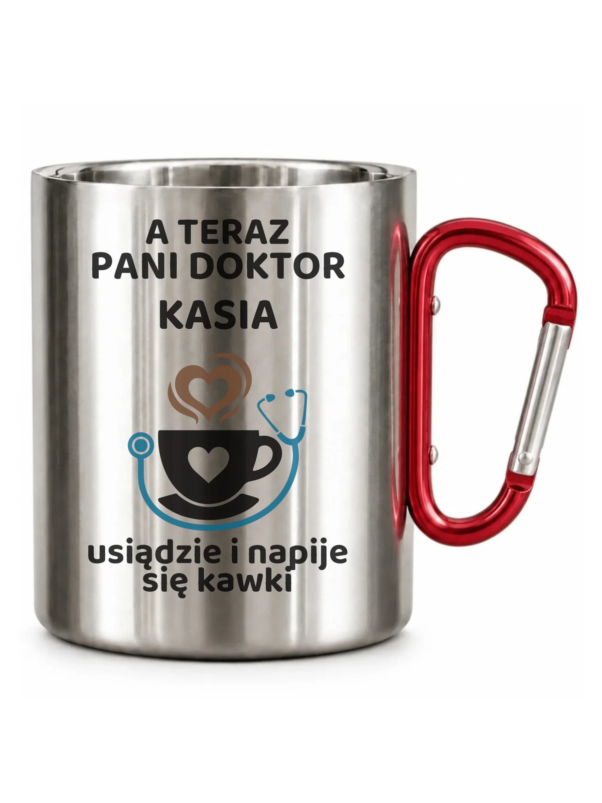 Kubek turystyczny dla Pani Doktor - Napije się kawki - personalizowany ZL04