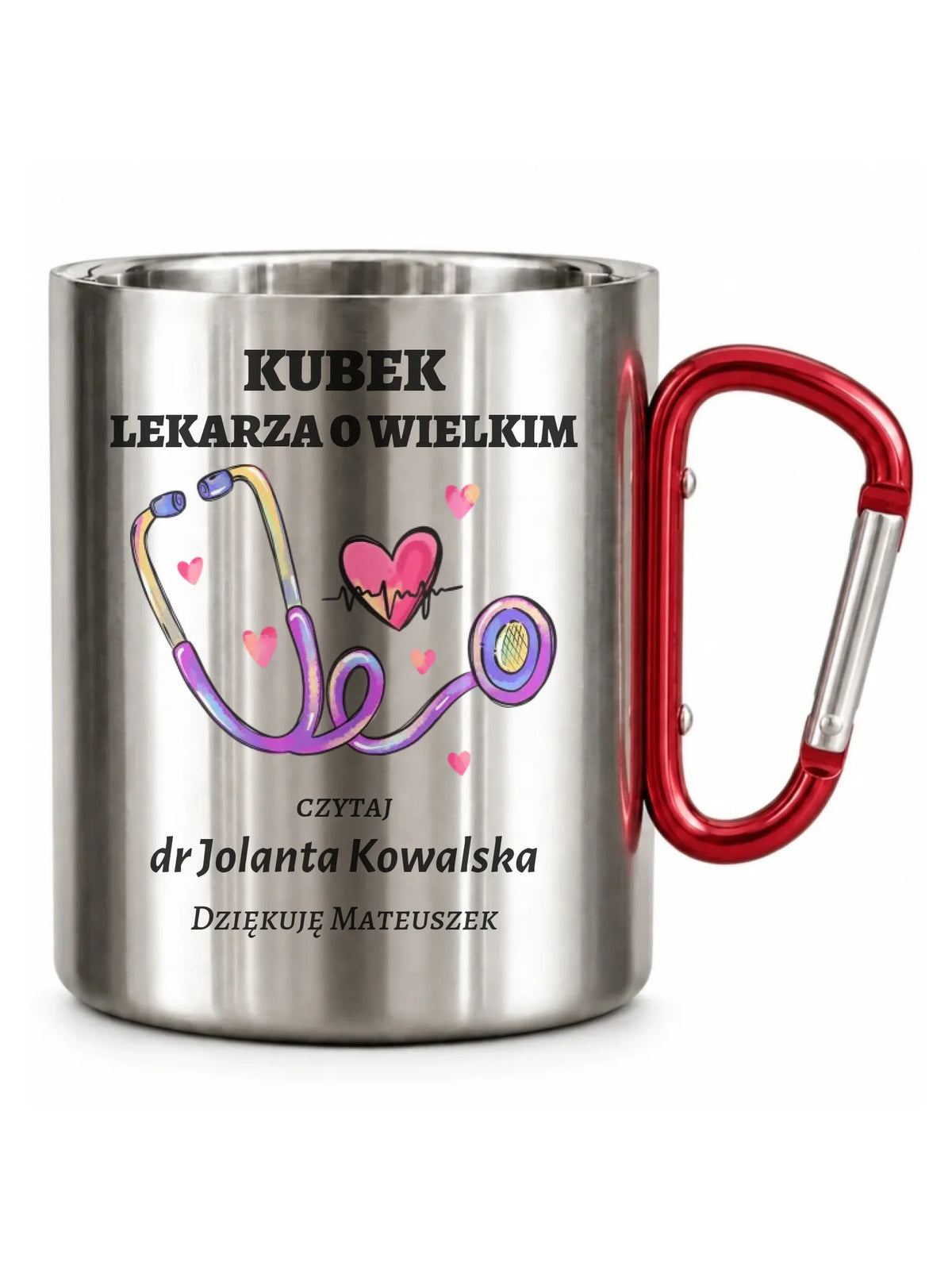Kubek turystyczny dla lekarza o wielkim sercu - Podziękowanie - personalizowany ZL03
