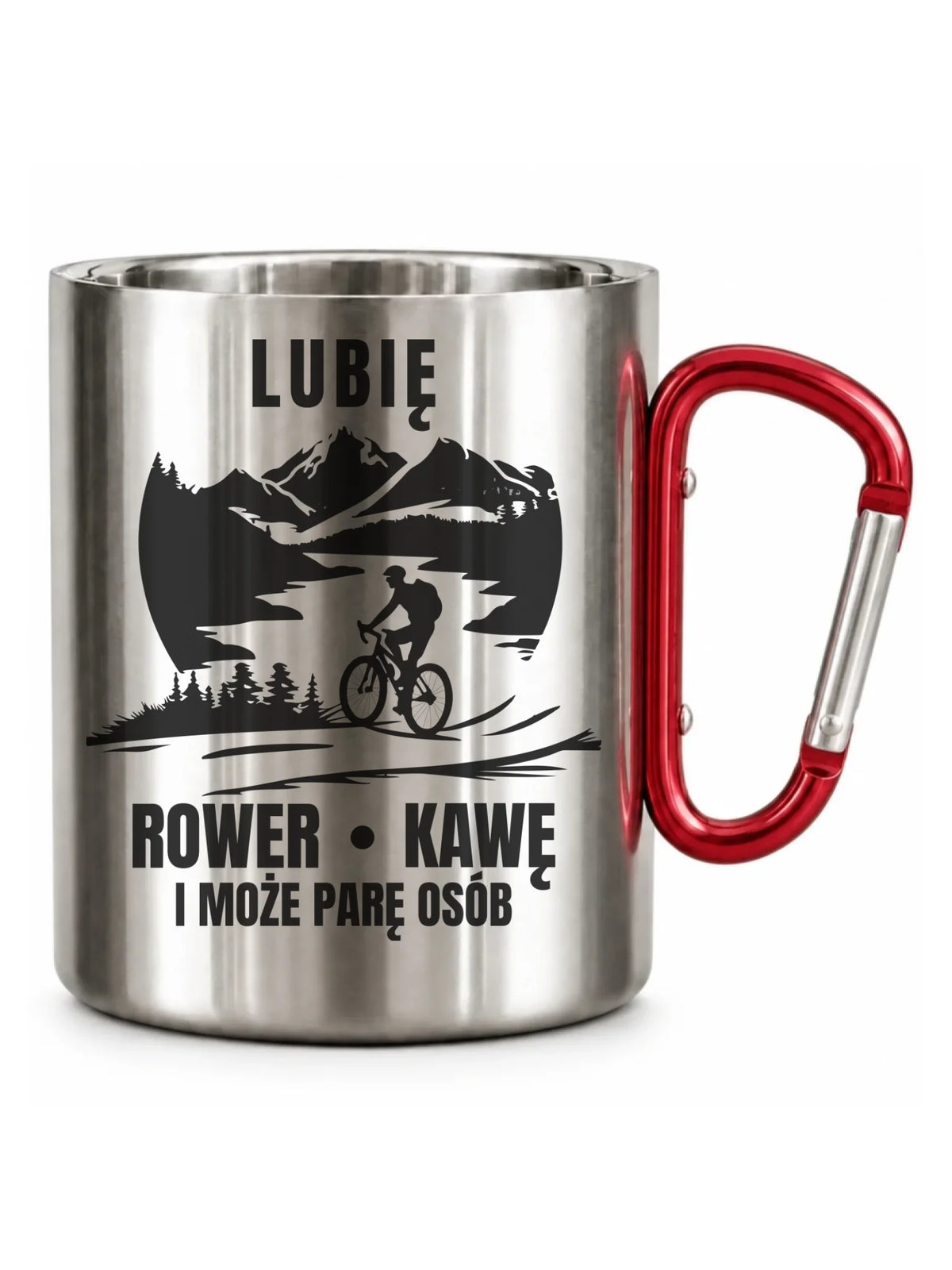 Kubek metalowy dla rowerzysty - Lubię rower kawę i może parę osób HR05