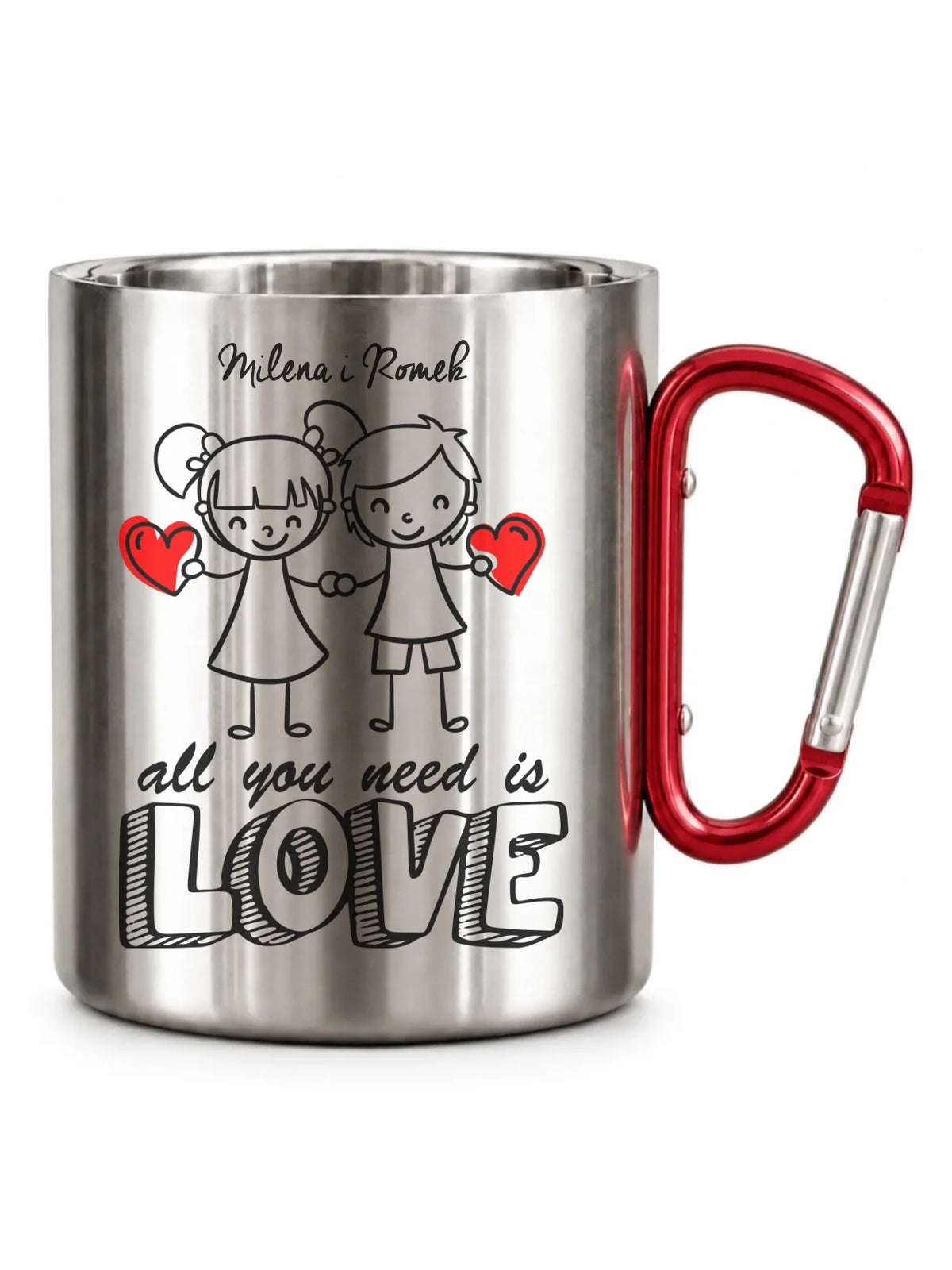 Kubek metalowy dla par - All You need is love - personalizowany W13