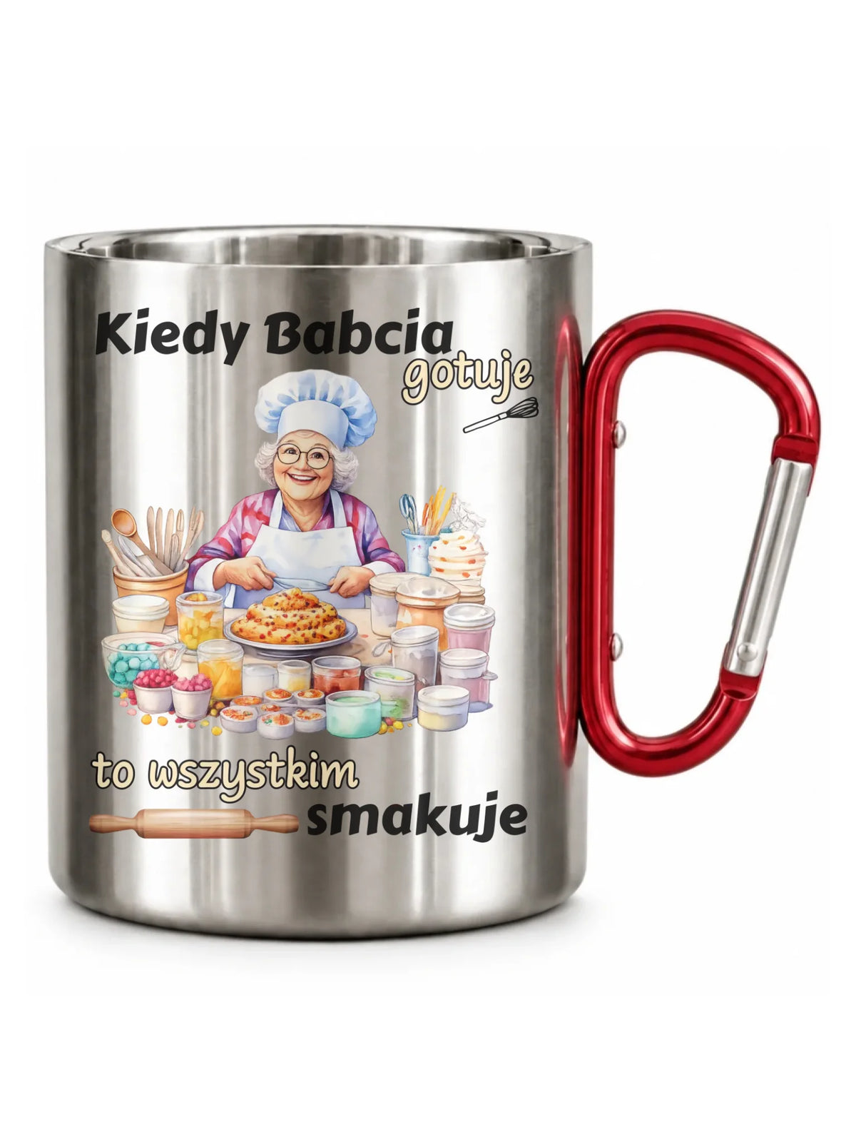 Kubek metalowy dla babci - Kiedy babcia gotuje to wszystkim smakuje B34