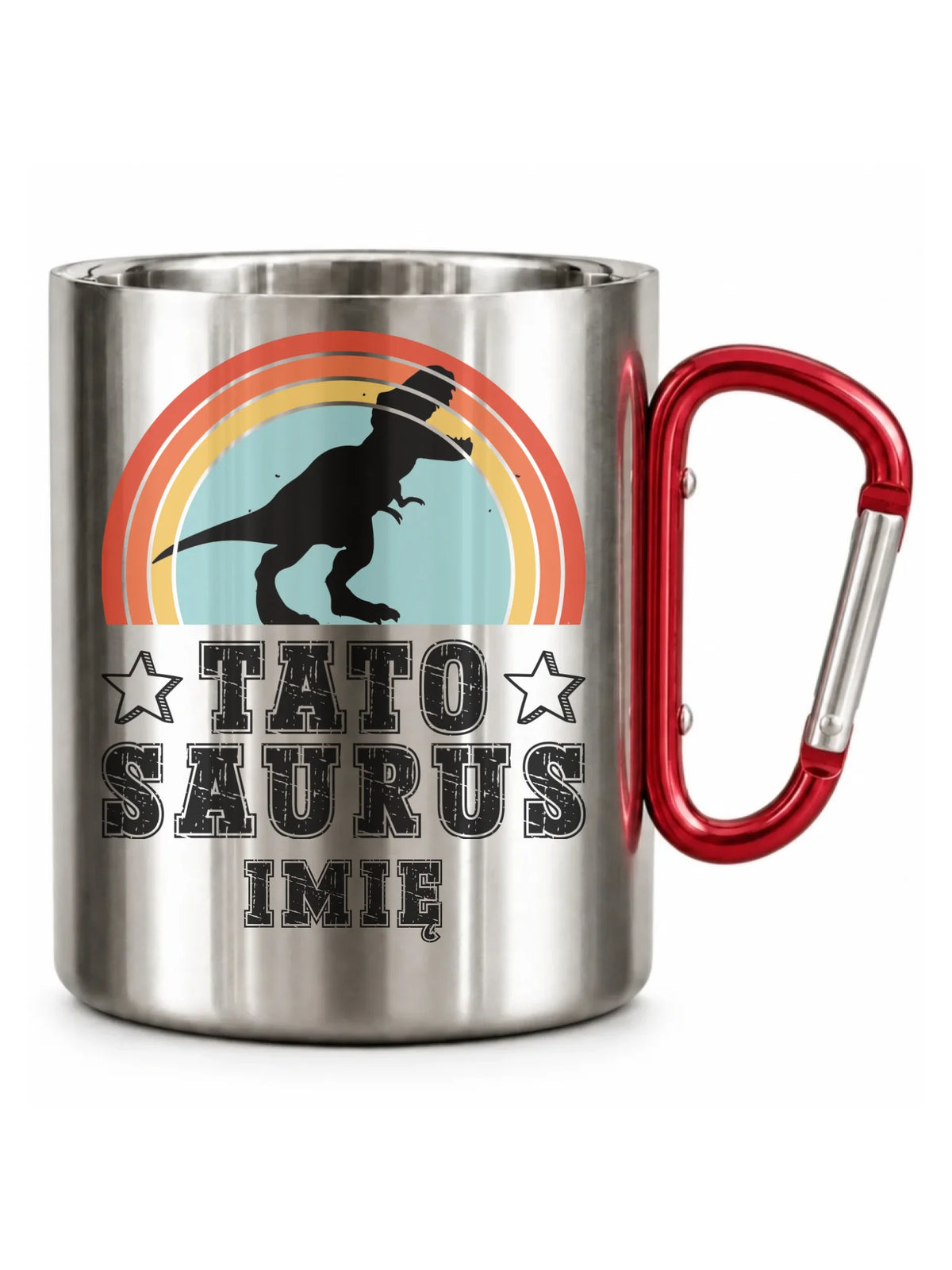 Kubek metalowy dla taty - Tato Saurus - personalizowany DT03
