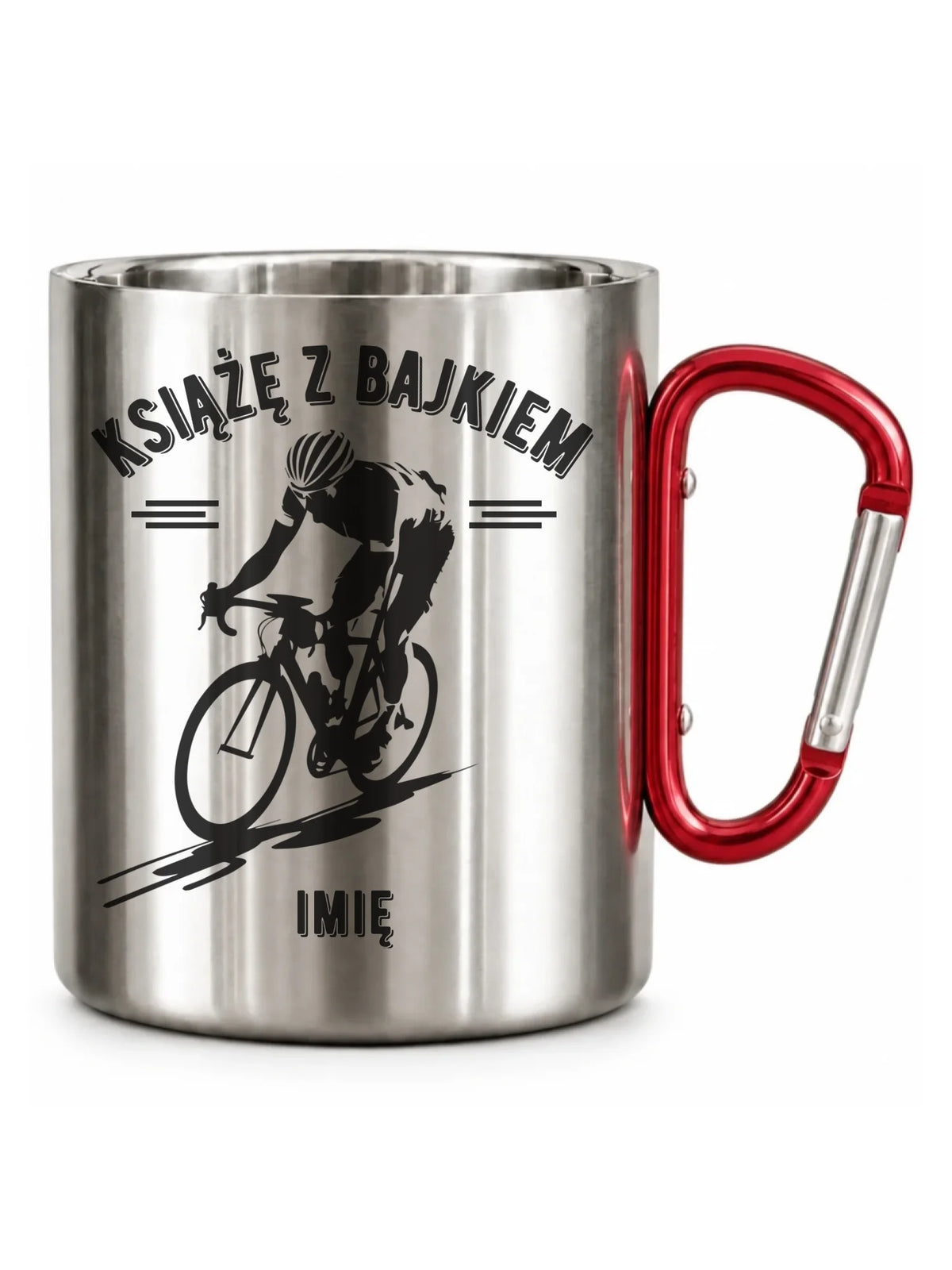 Kubek metalowy dla rowerzysty - Książę z bajkiem - personalizowany HR01