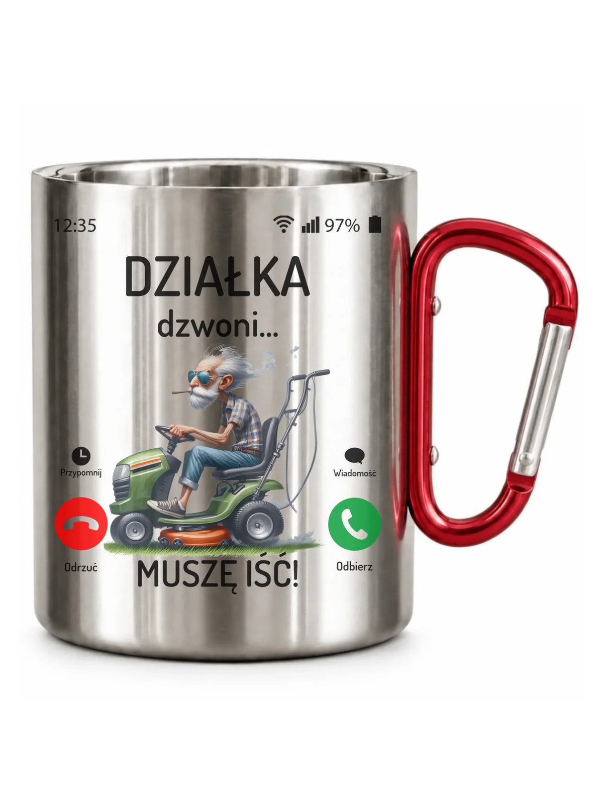 Kubek metalowy dla dziadka - Działka dzwoni muszę iść D35