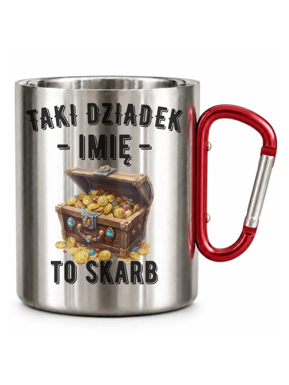 Kubek metalowy dla dziadka - Taki dziadek to skarb - personalizowany D19